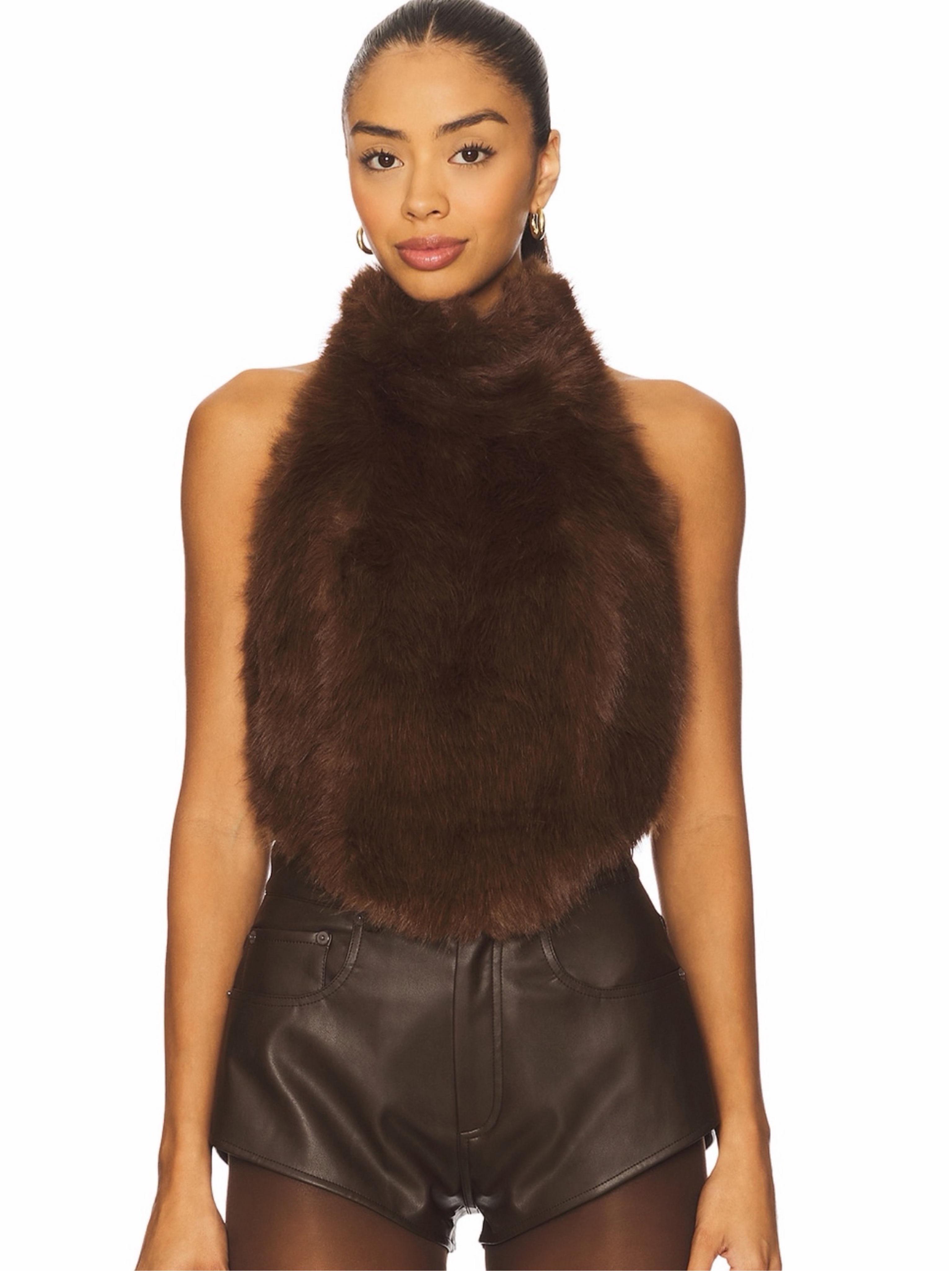 BardotBrown Fuzzy Turtleneck Vest