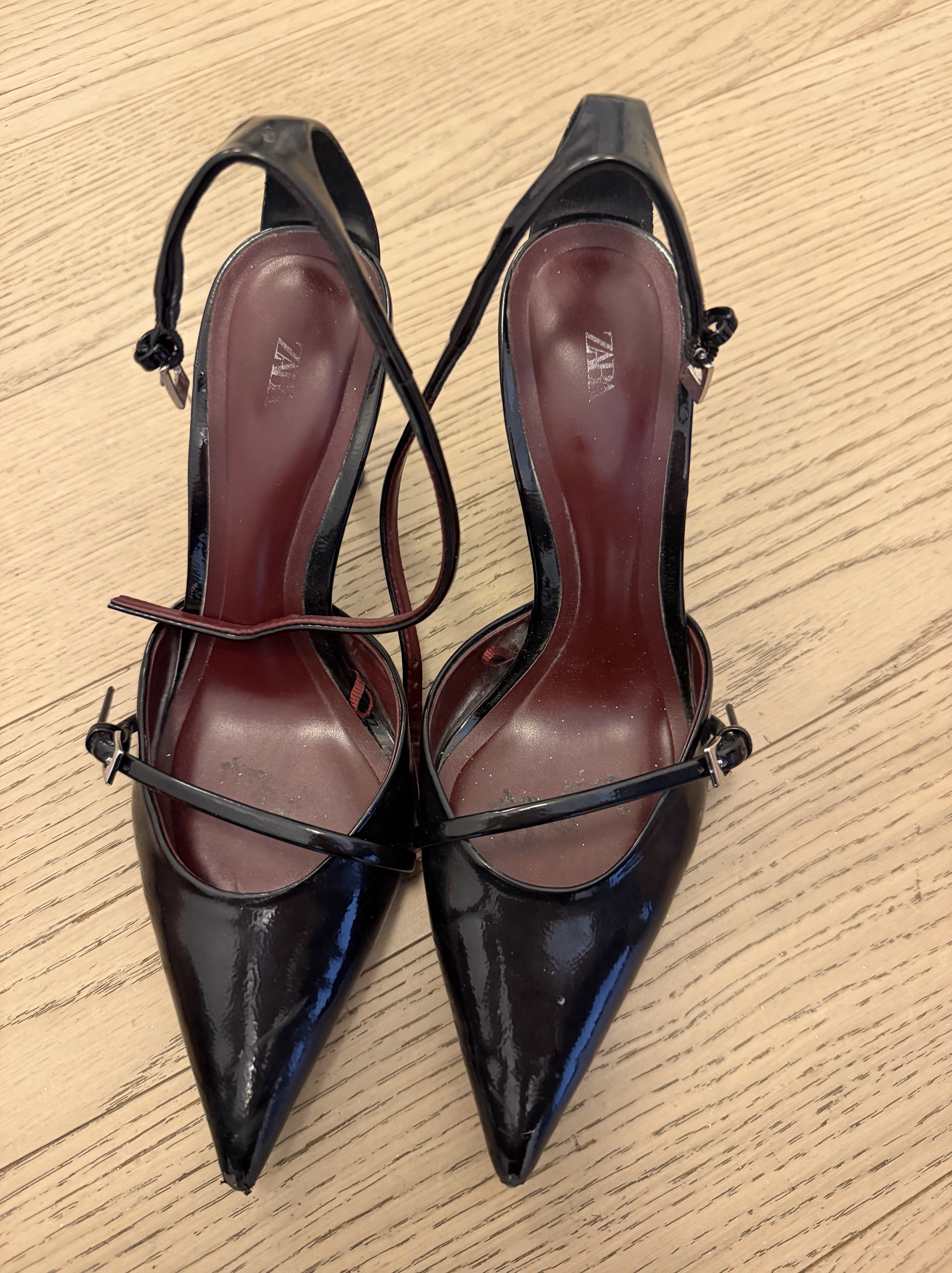 Black Patent Leather Slingback Heels