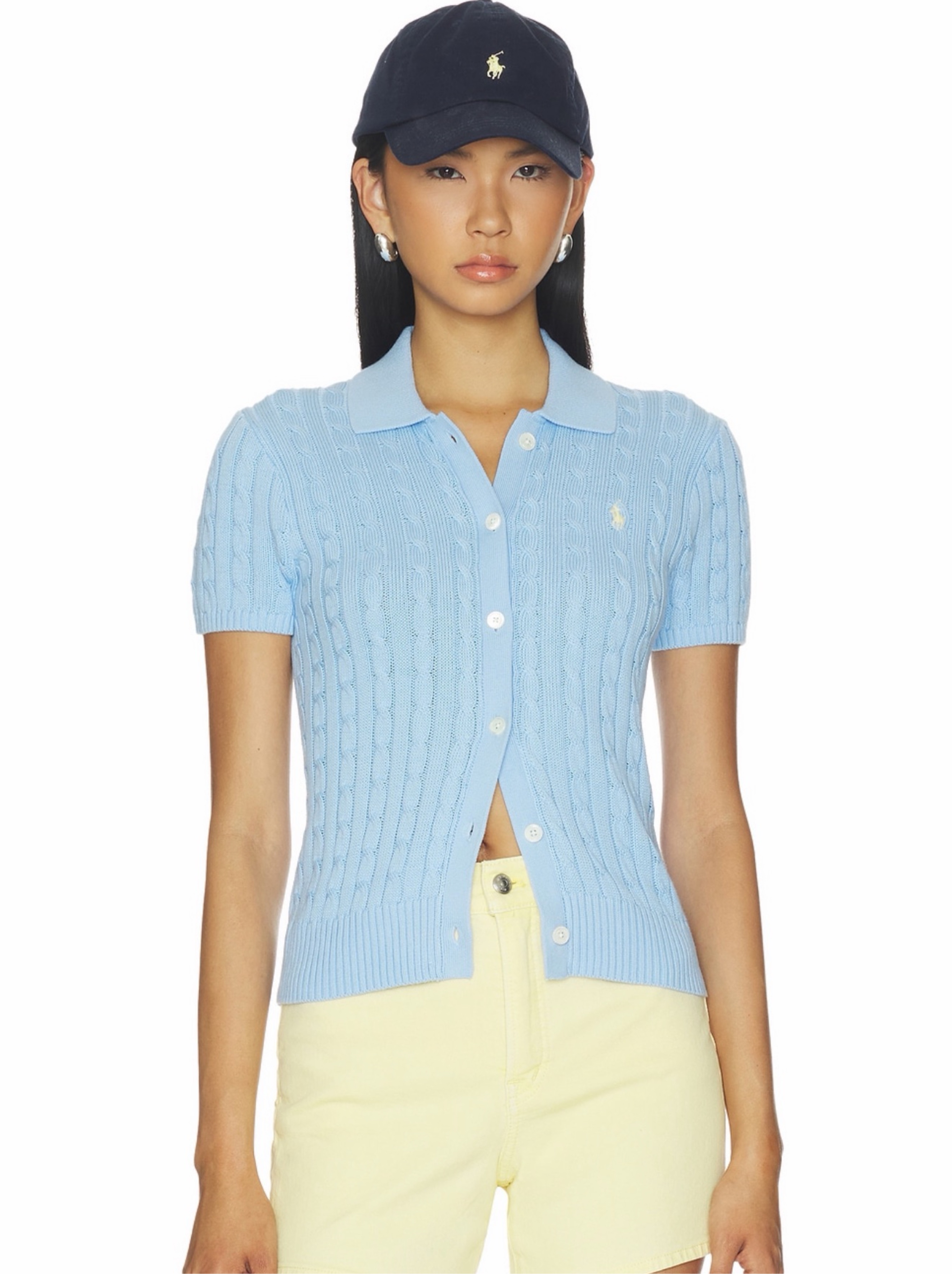 Polo Ralph Lauren Light Blue Ribbed Knit Polo Shirt