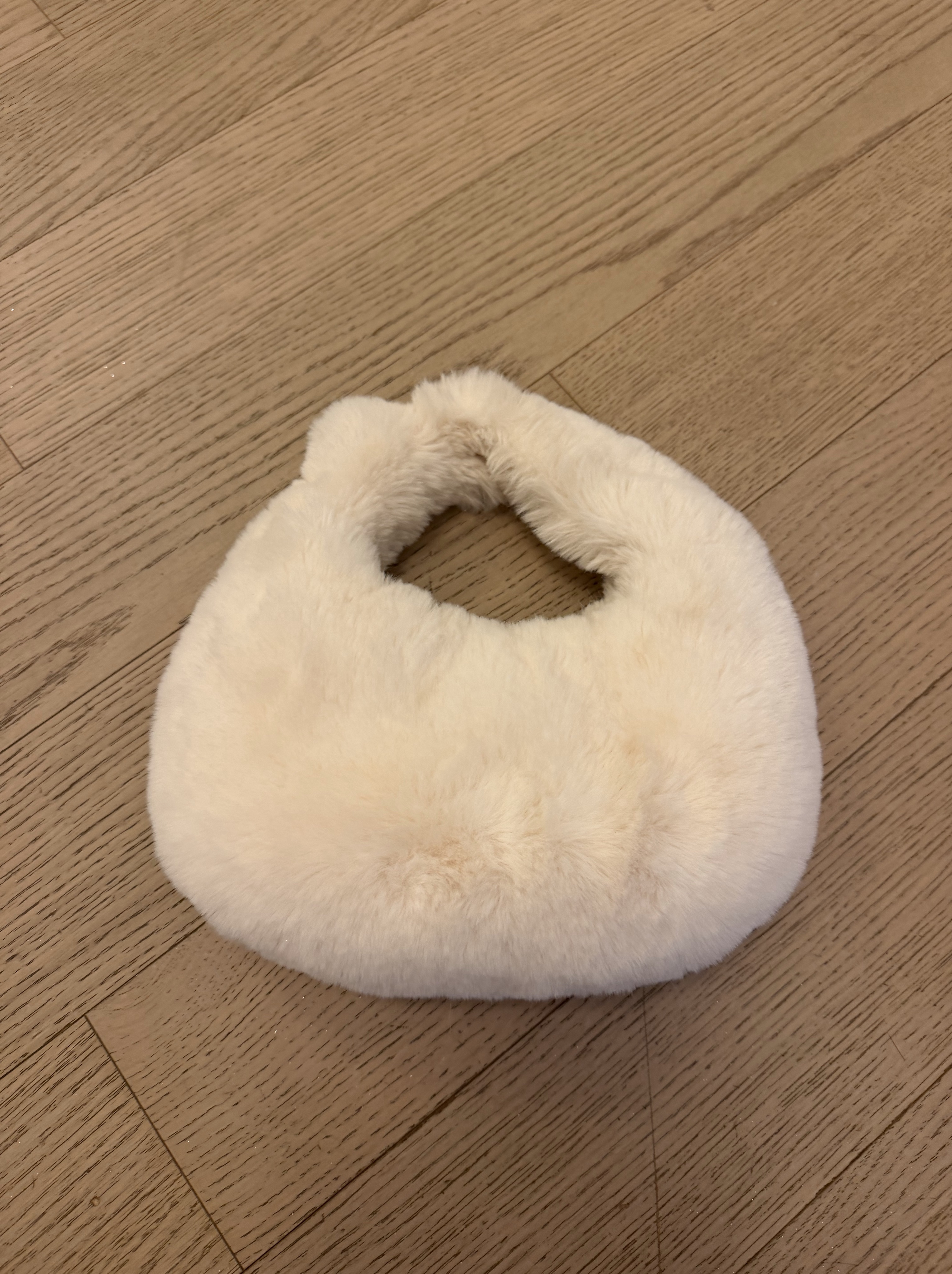 Cream Faux Fur Hobo Bag