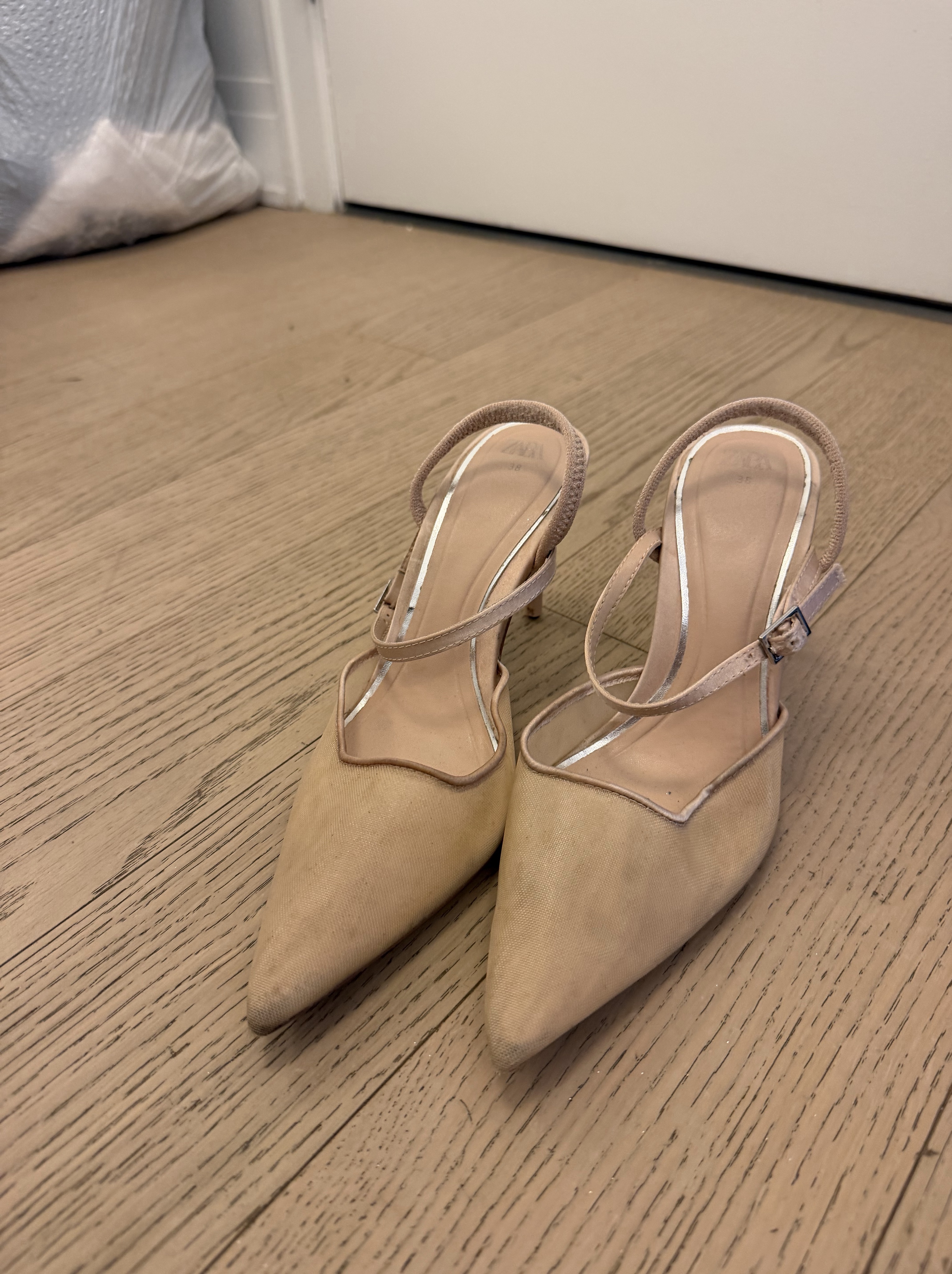 Nude Canvas Slingback Heeled Pointe Shoes