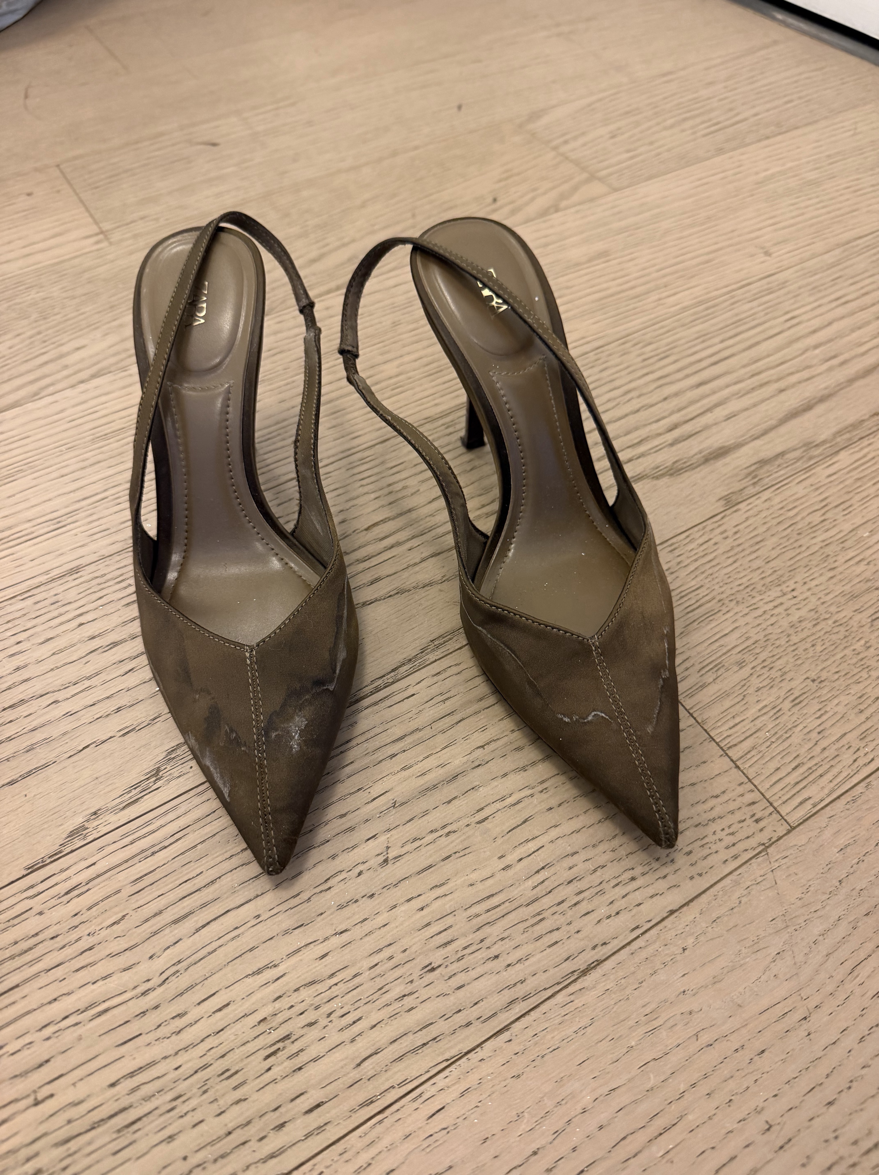 Brown Leather Pointed Toe Heels
