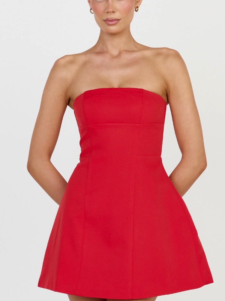 catharine mini dress strapless a line dress Show Po US | - in Red by Showpo Product Details f A-Line Petite Clothing for Color:brown