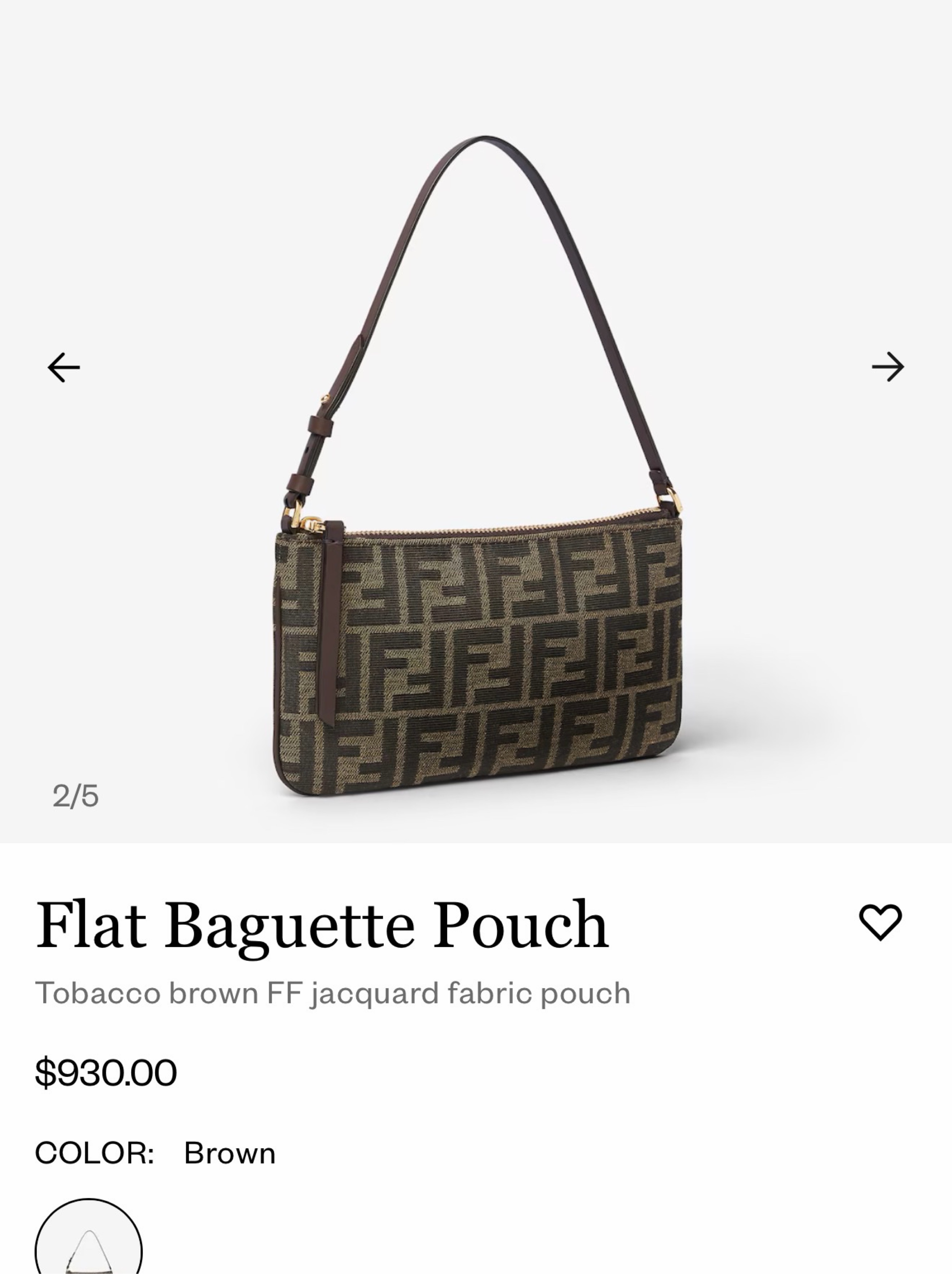 fendi tobacco Fendi Tobacco Brown FF Jacquard Baguette Pouch by Fendi