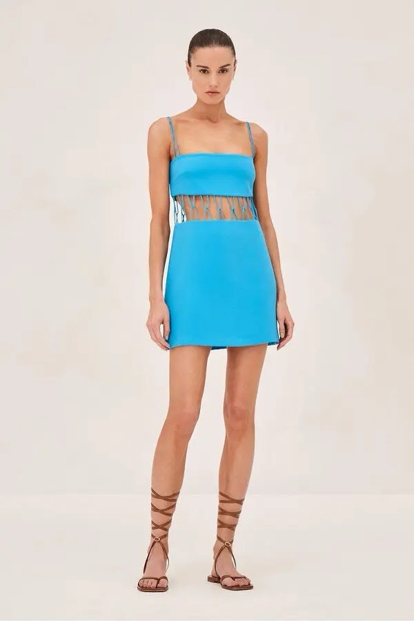 Alexis Kim Mini Dress in Blue with Cutouts