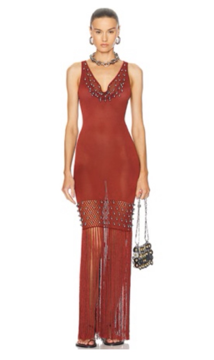 Paco Rabanne Fringe Beaded Knit Dress