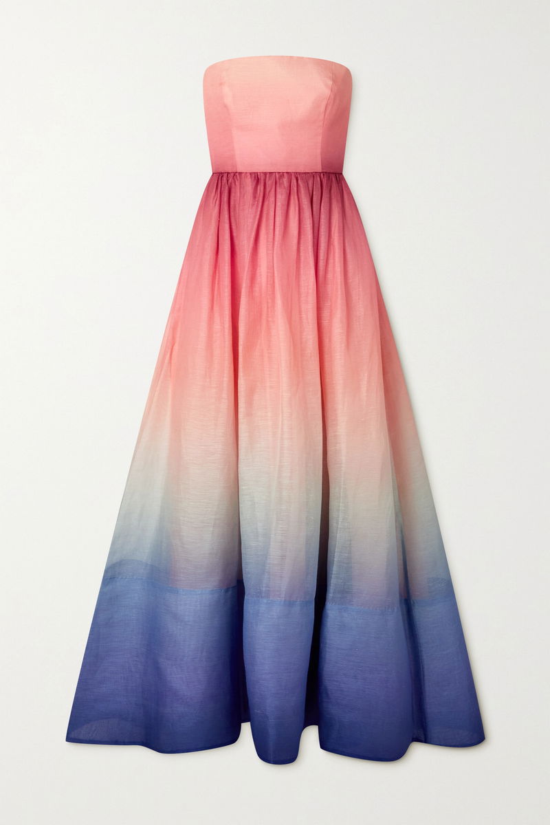 Pink Ombre Gradient Strapless Gown