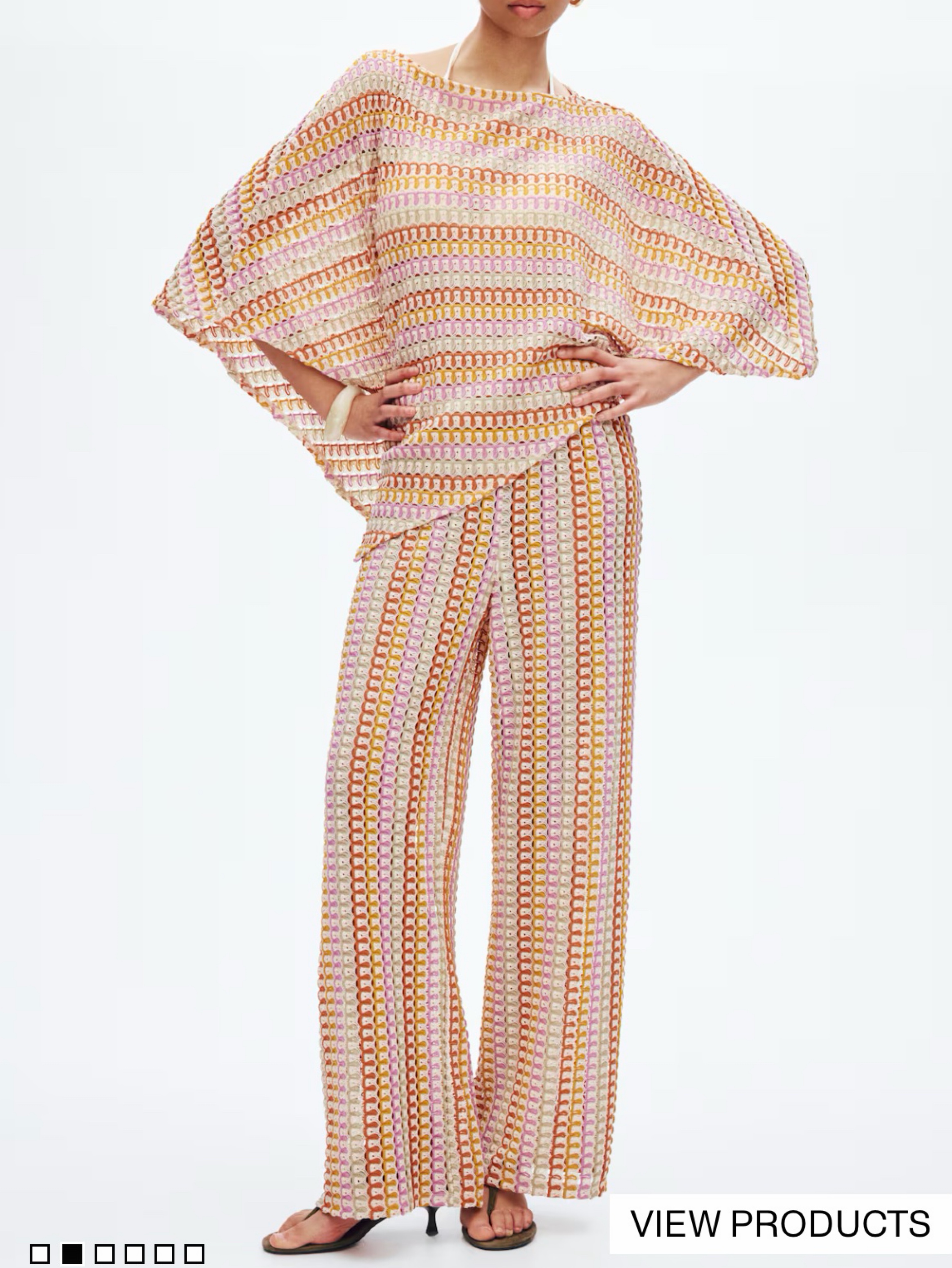 H&M Missini Dupe Multicolor Crochet Knit Matching Set