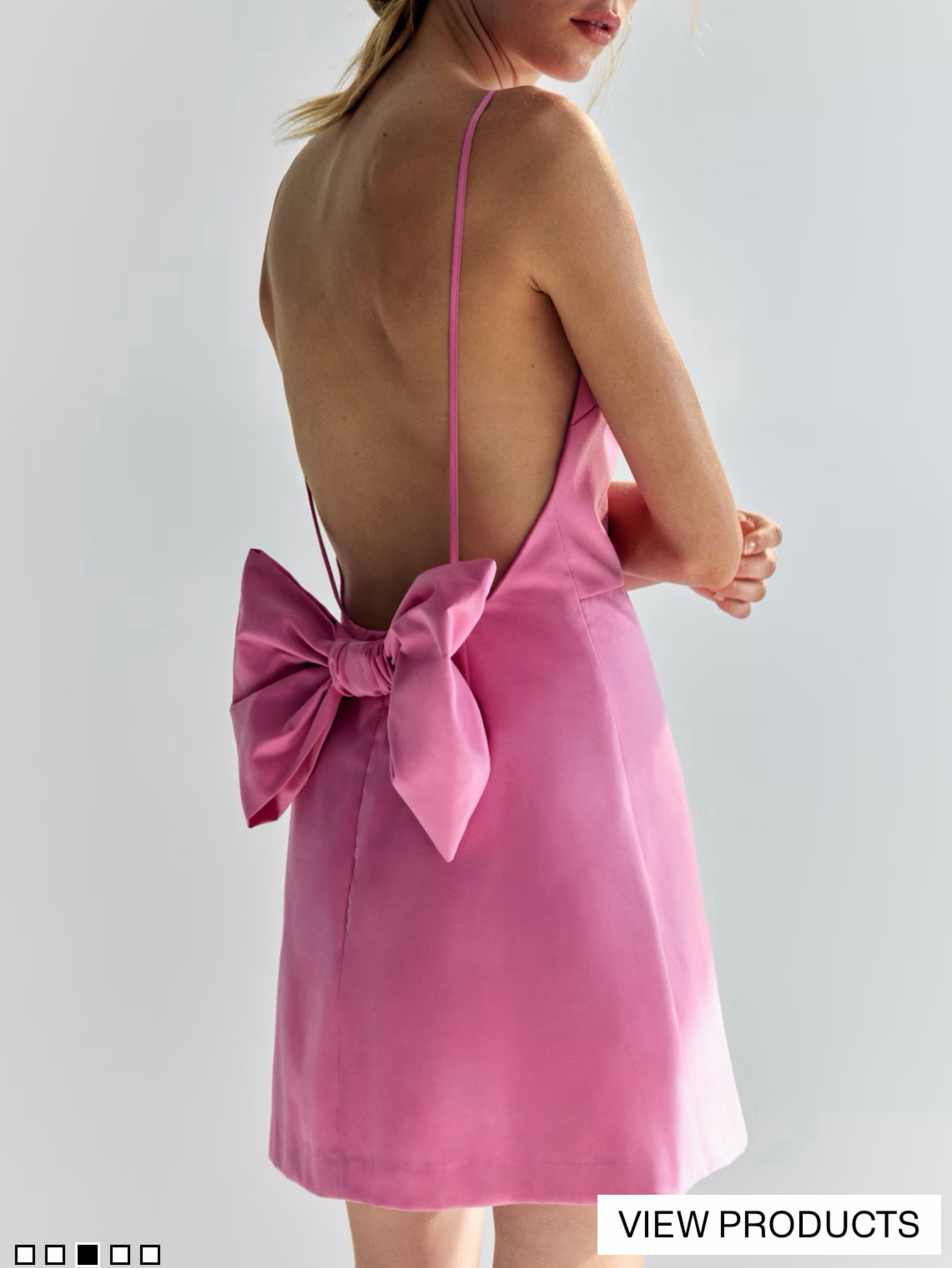 H&M Pink Bow A-Line Mini Dress