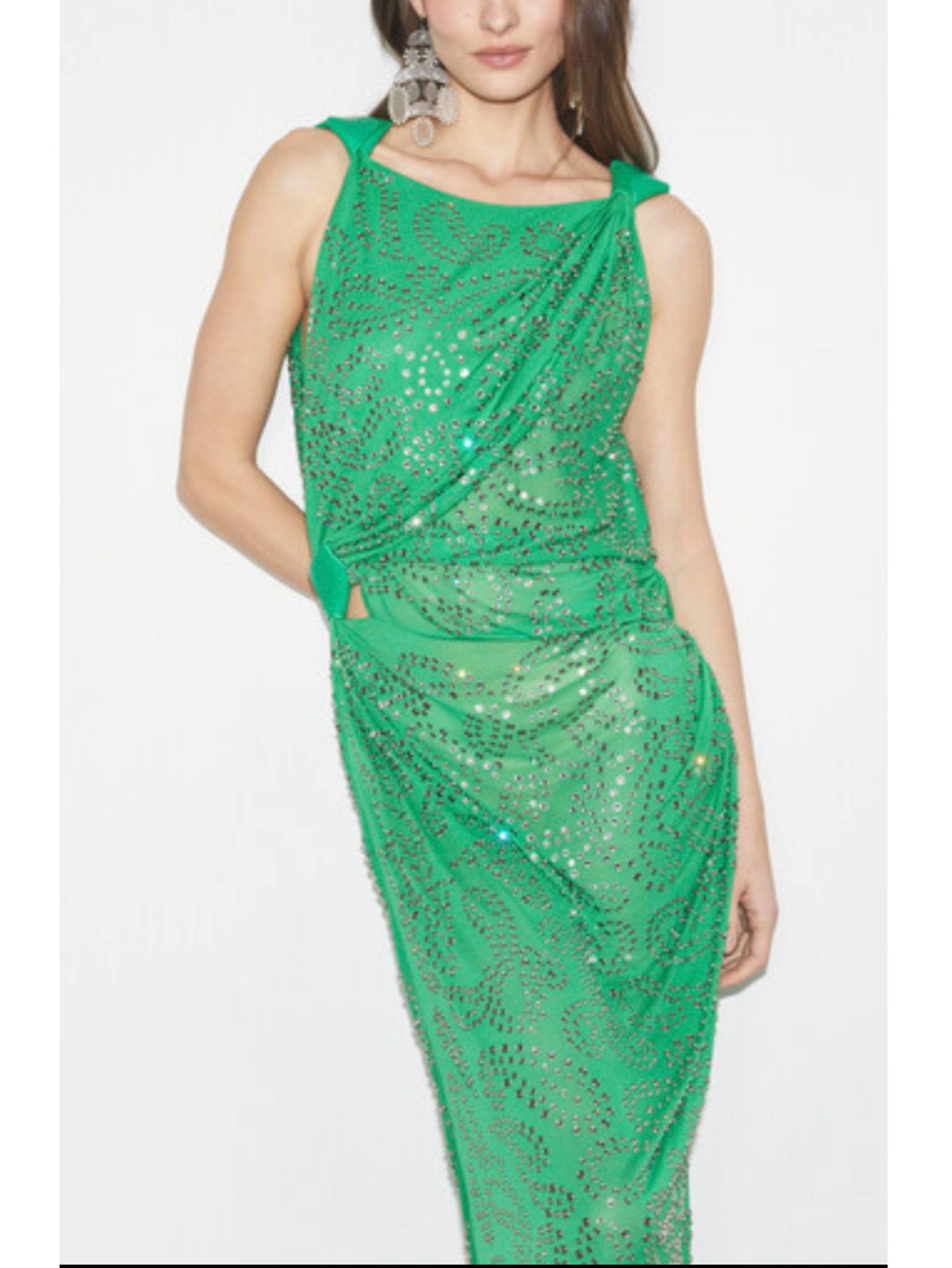 Tory Burch Green Embellished Knot Dress