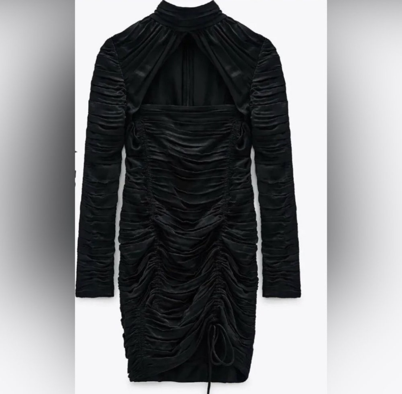 Zara Limited Edition Black Ruched Satin Cut Out Mini Dress Size M by ZARA -  Pickle