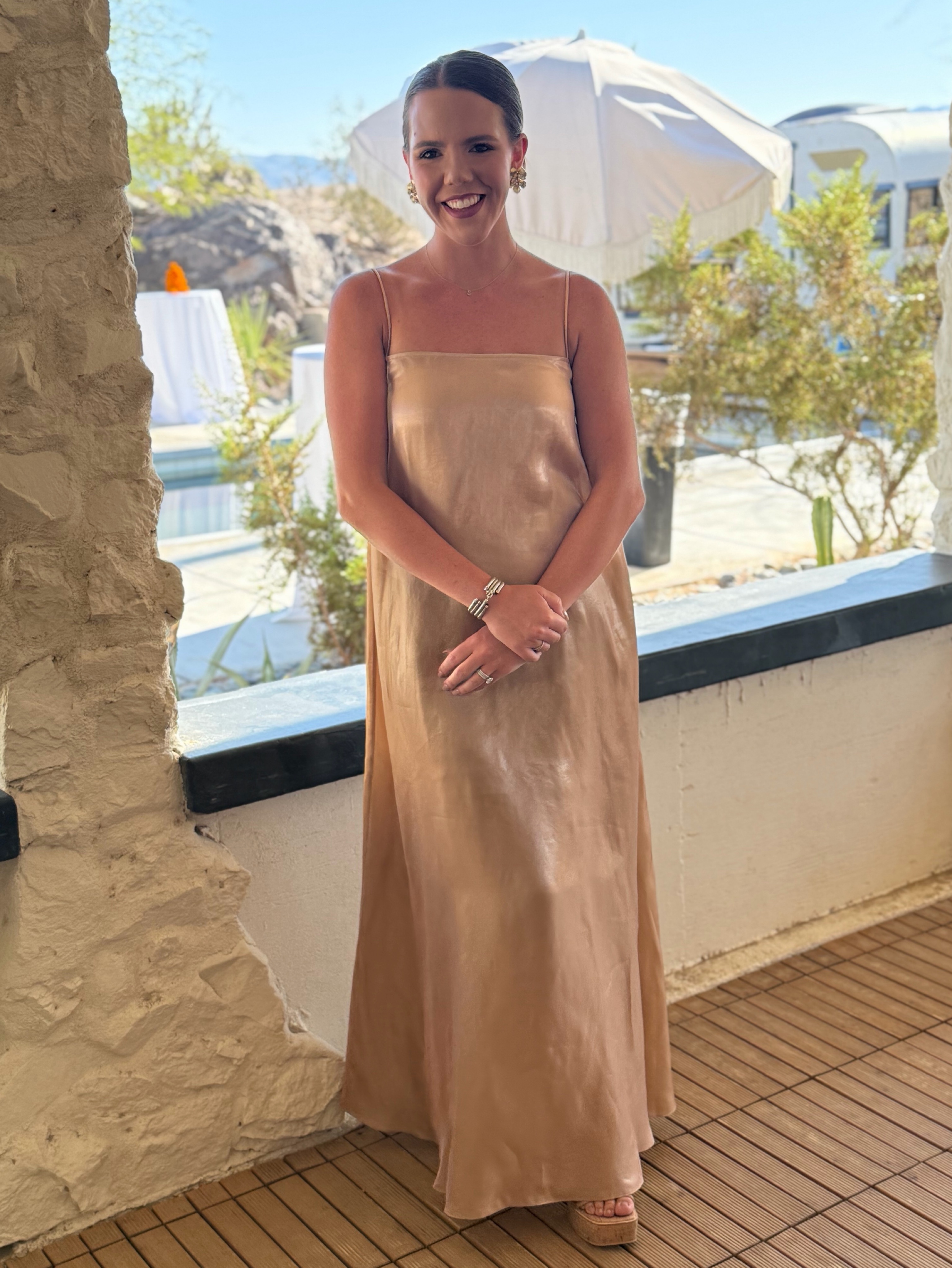 STAUD Delfina Dress Rose Gold