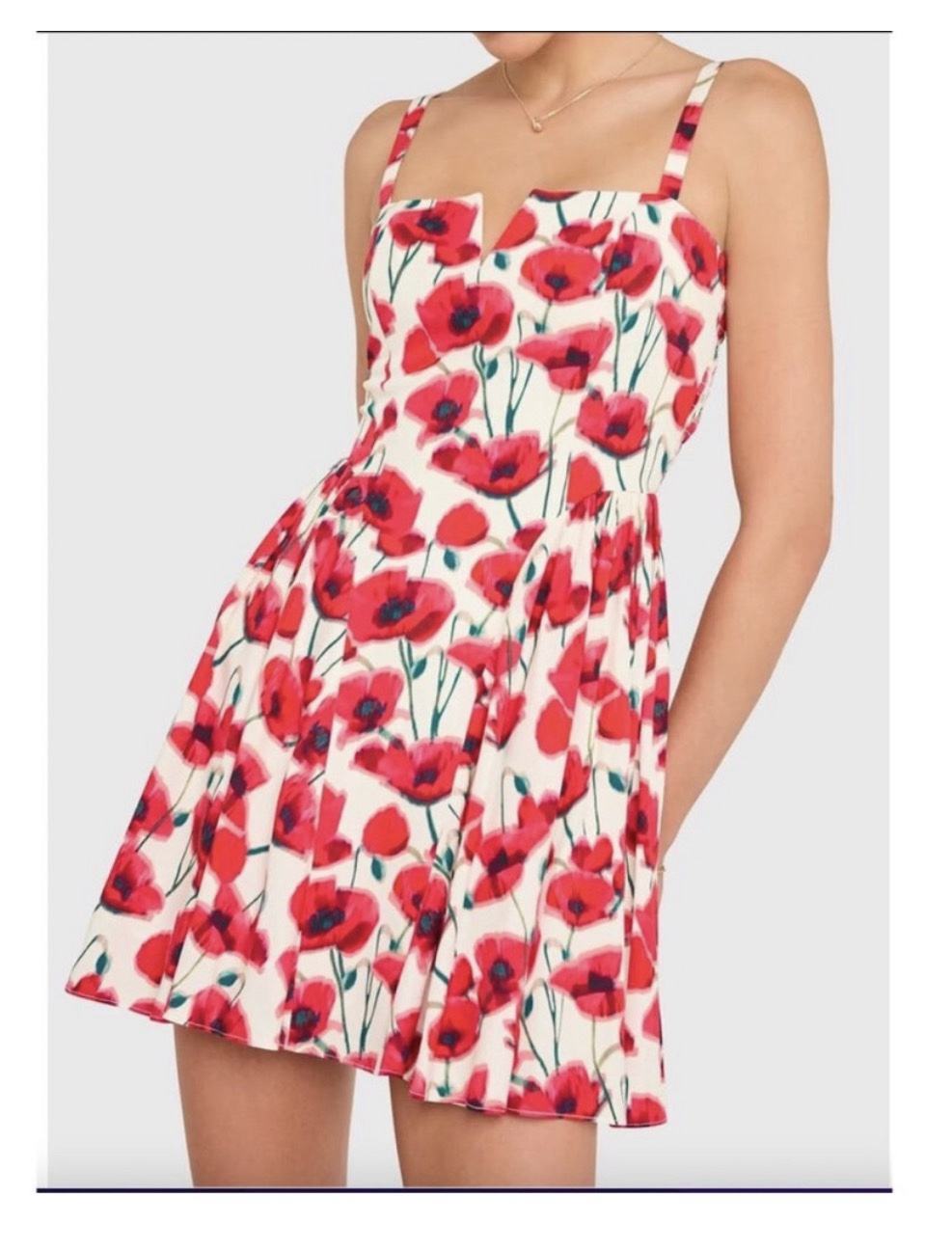 Red Poppy Field Floral Fit-and-Flare Dress by Amanda Uprichard - Pickle