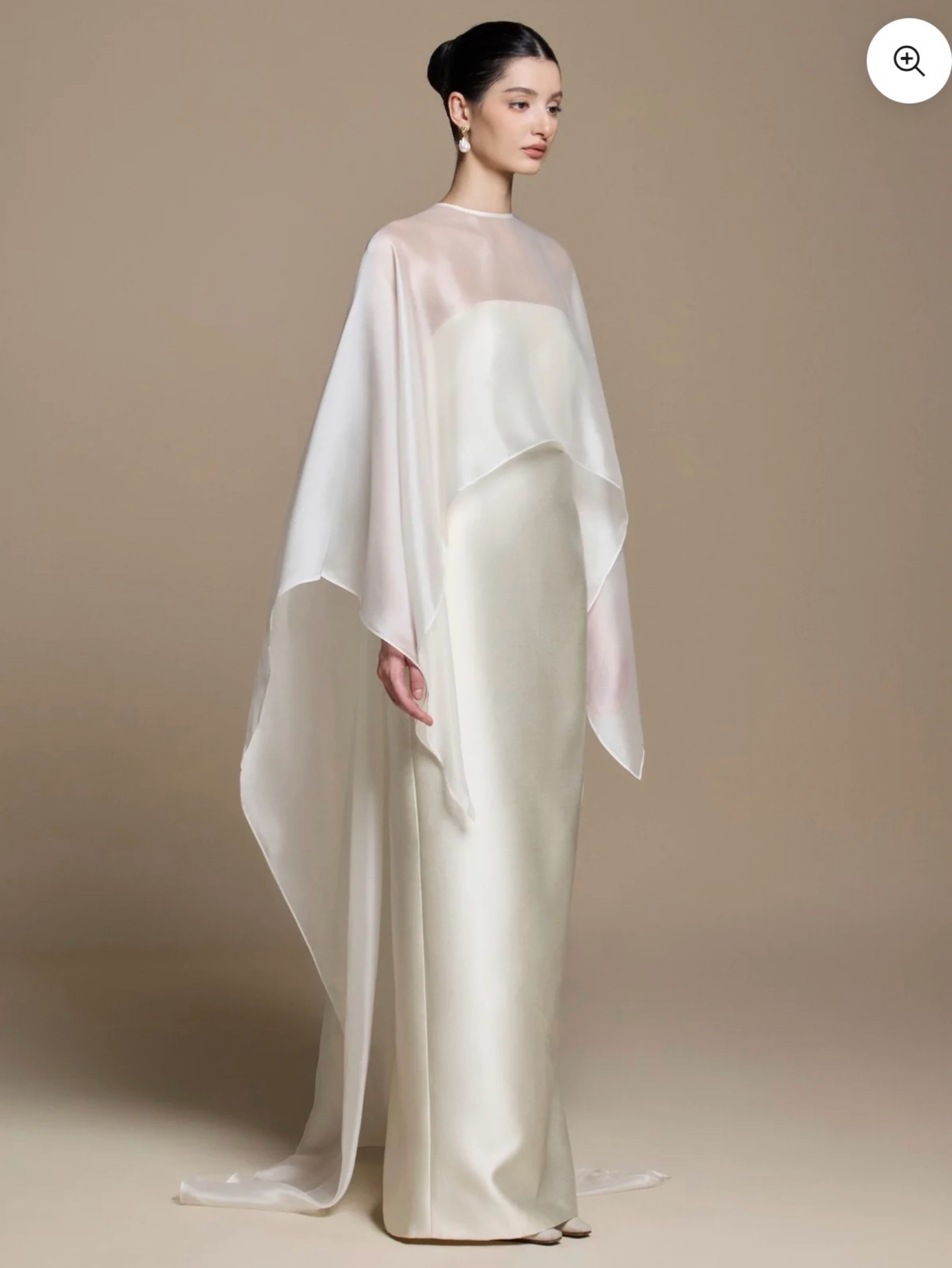 cream silk chiffon dress SOLD Cream double layer silk chiffon maxi dress with gold braid trim 1   Palm Beach Vintage