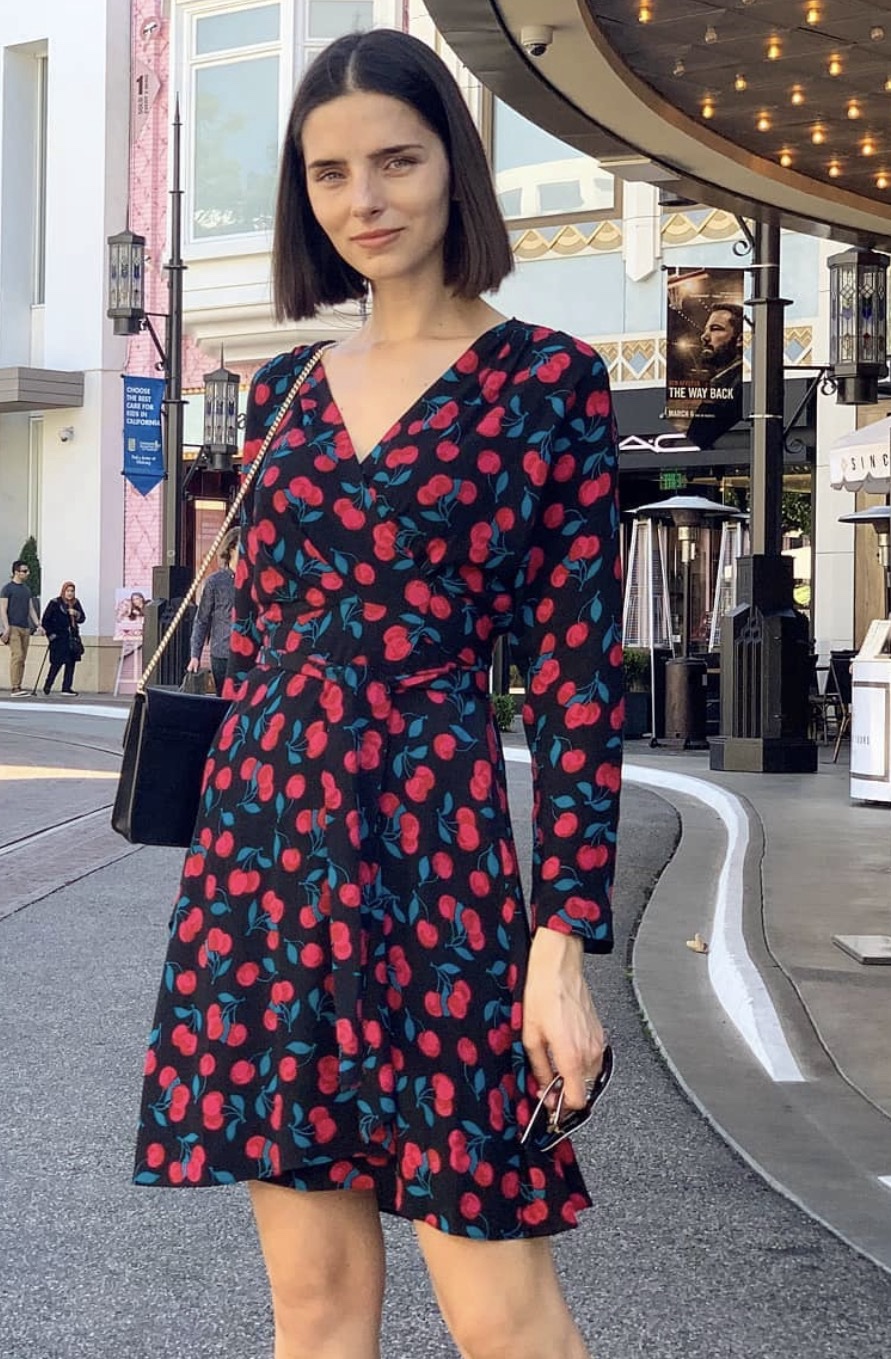 New Jeanne Two Silk Wrap Dress in Cherry Print