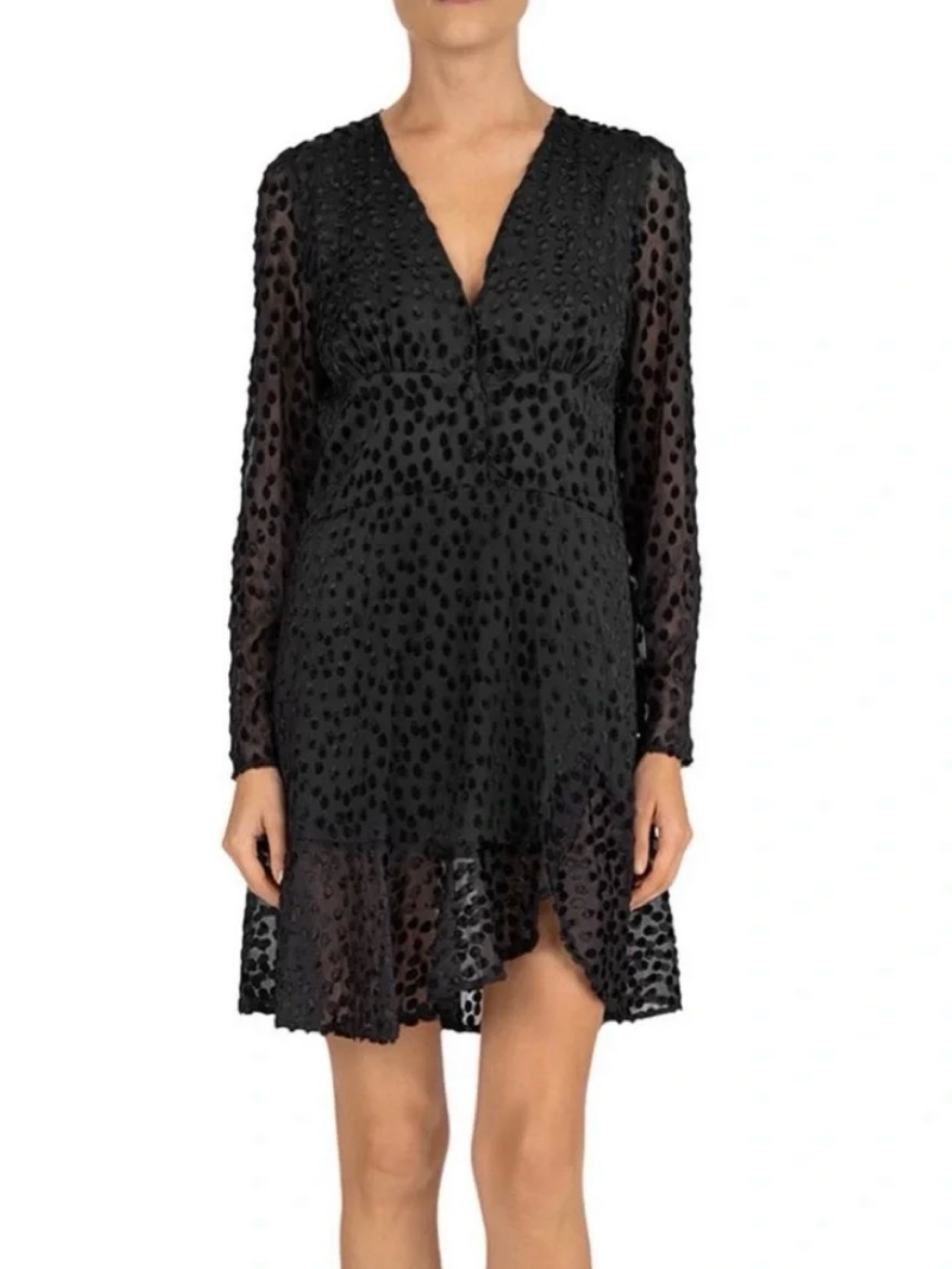 kooples black dress The Kooples Lace-Embroidered Silk Maxi Dress