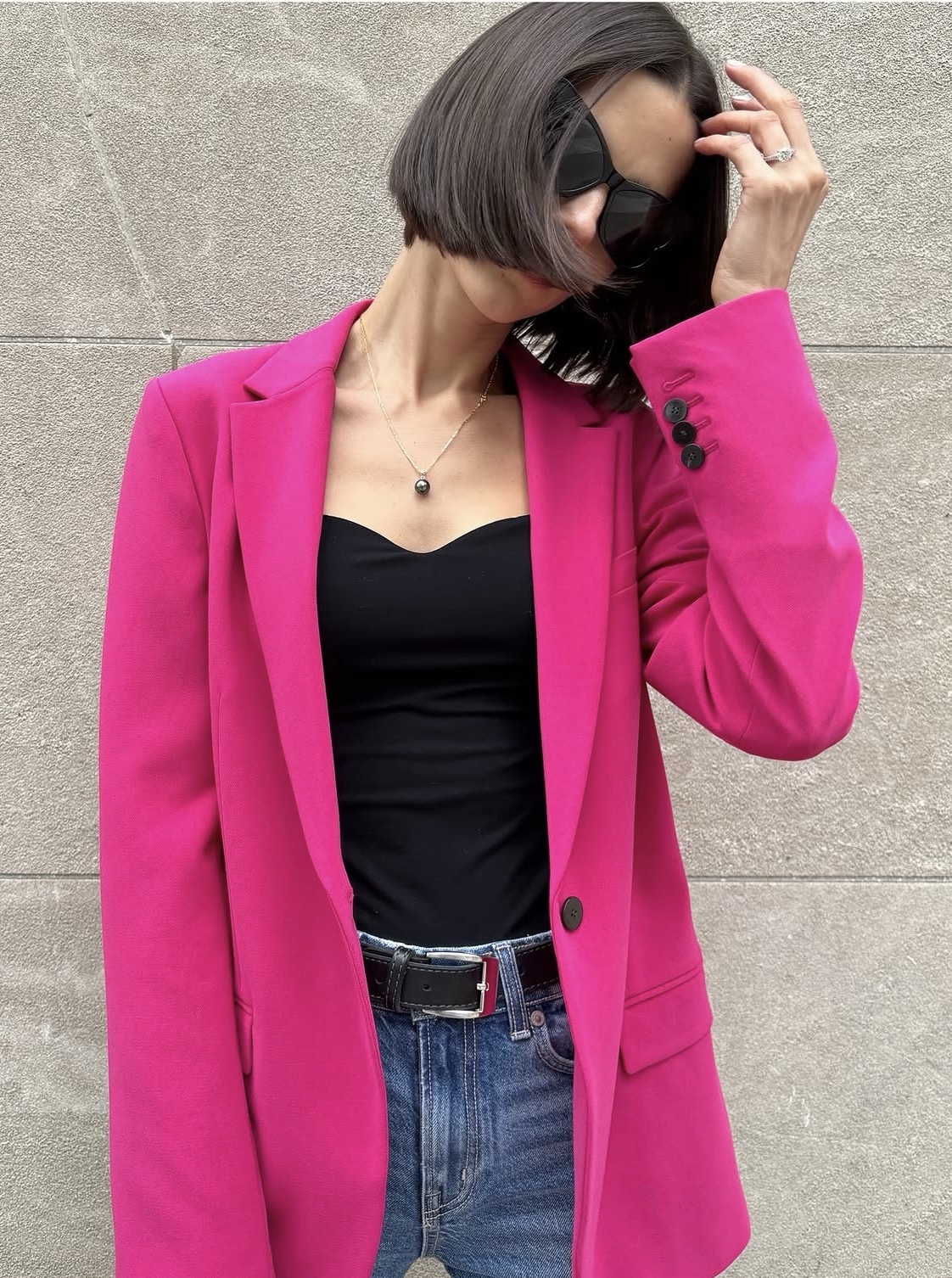 Theory Single-Breasted Blazer in Fuchsia