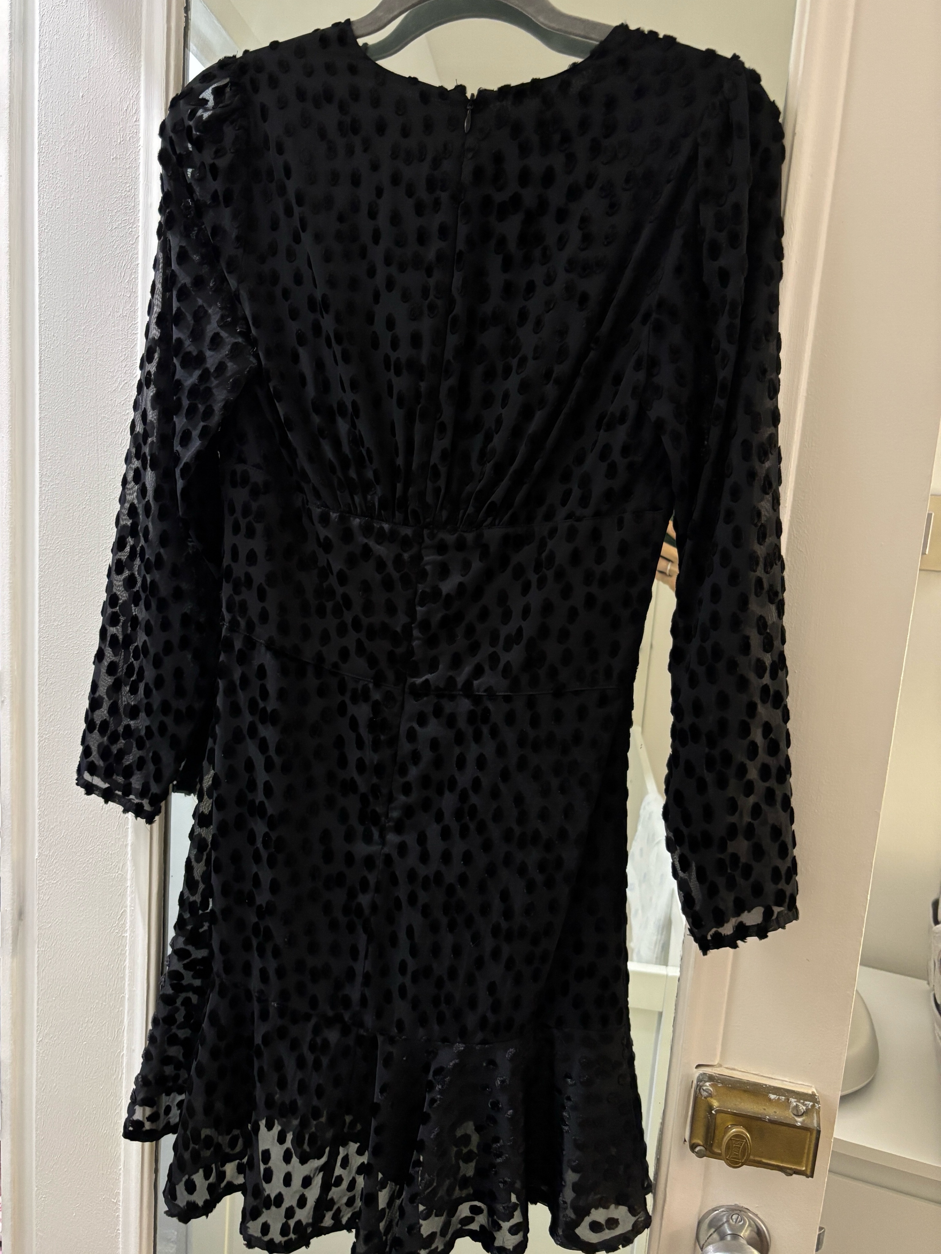 kooples black dress Black Silk Ruffle Sleeve Dress