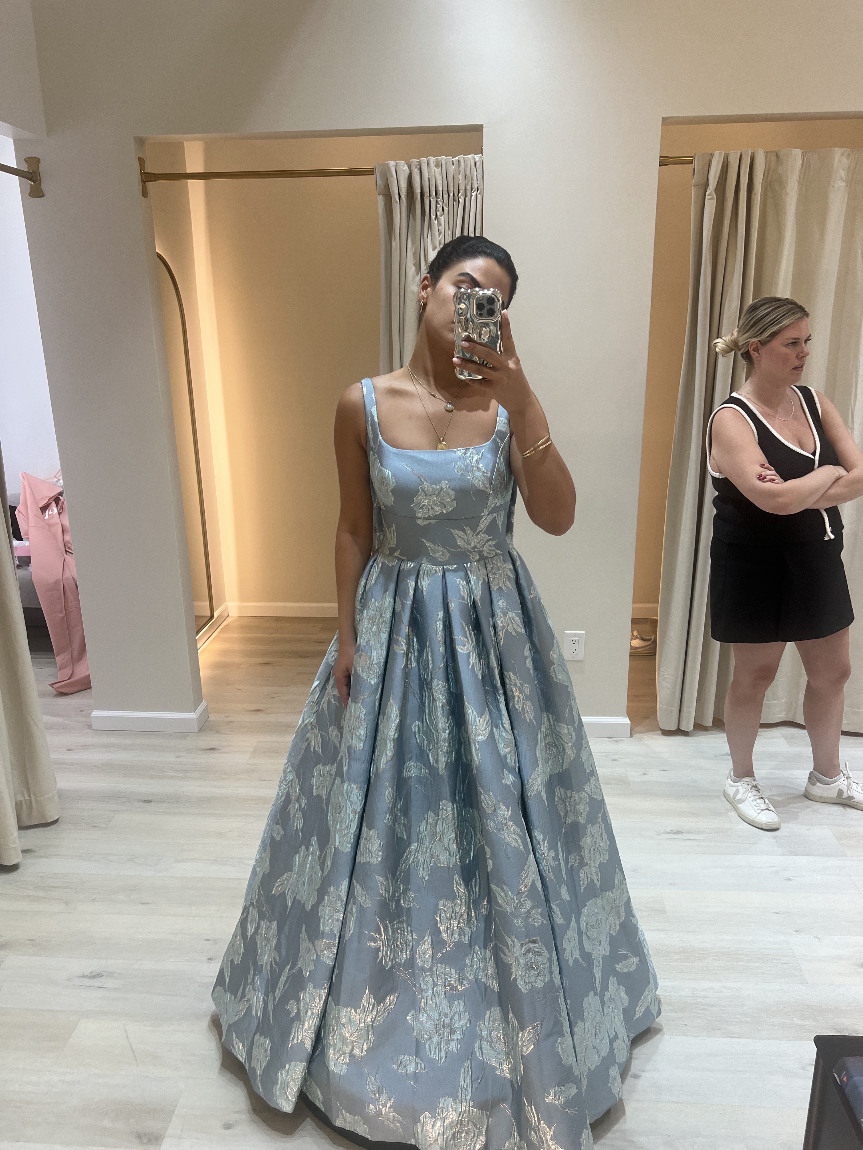 Blue Floral A-Line Gown by Dress 2 party - Pickle