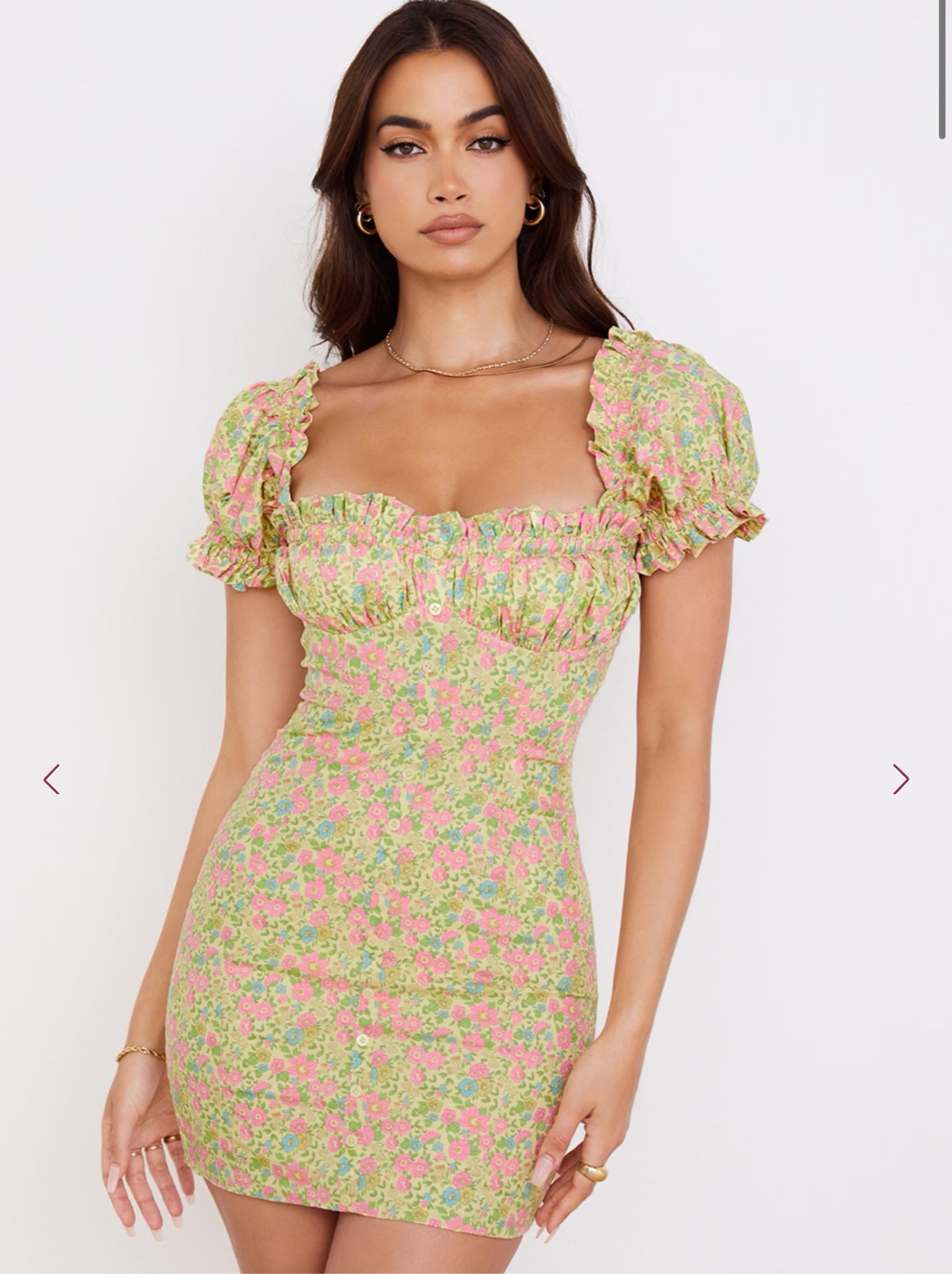 house of cb floral mini dress Clothing : Mini Dresses : 'Natassia' Pink Meadow Print Cotton Mini Dress