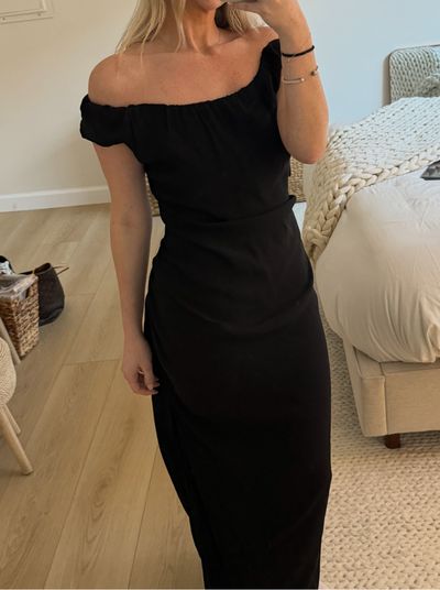 Black Off-Shoulder Ruched Maxi Dress by Vivienne Westwood | Pickle