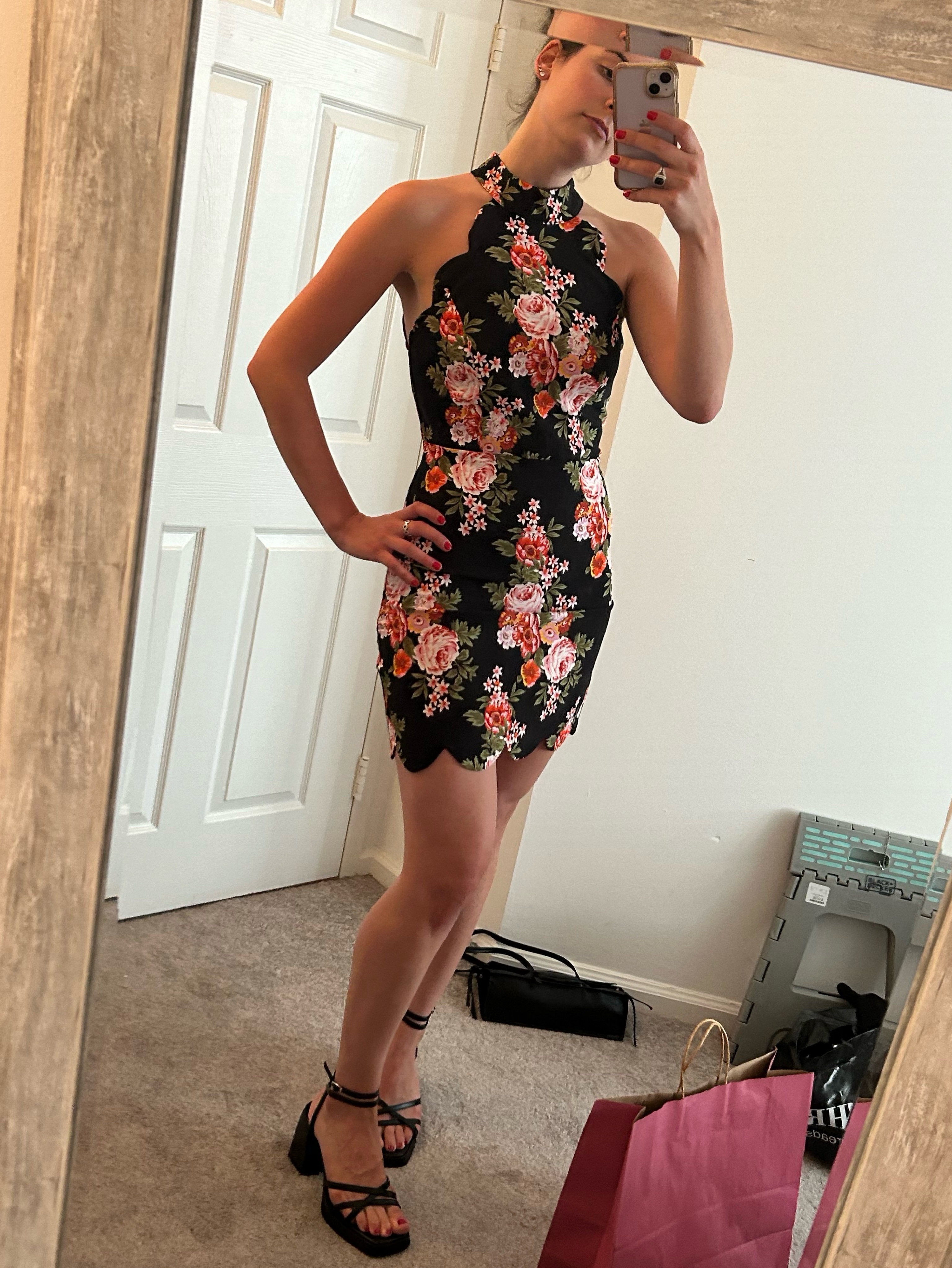 anthropologie black floral dress Black/Purple/Orange Size XS – Swap Boutique Floral Maxi & Long Dresses
