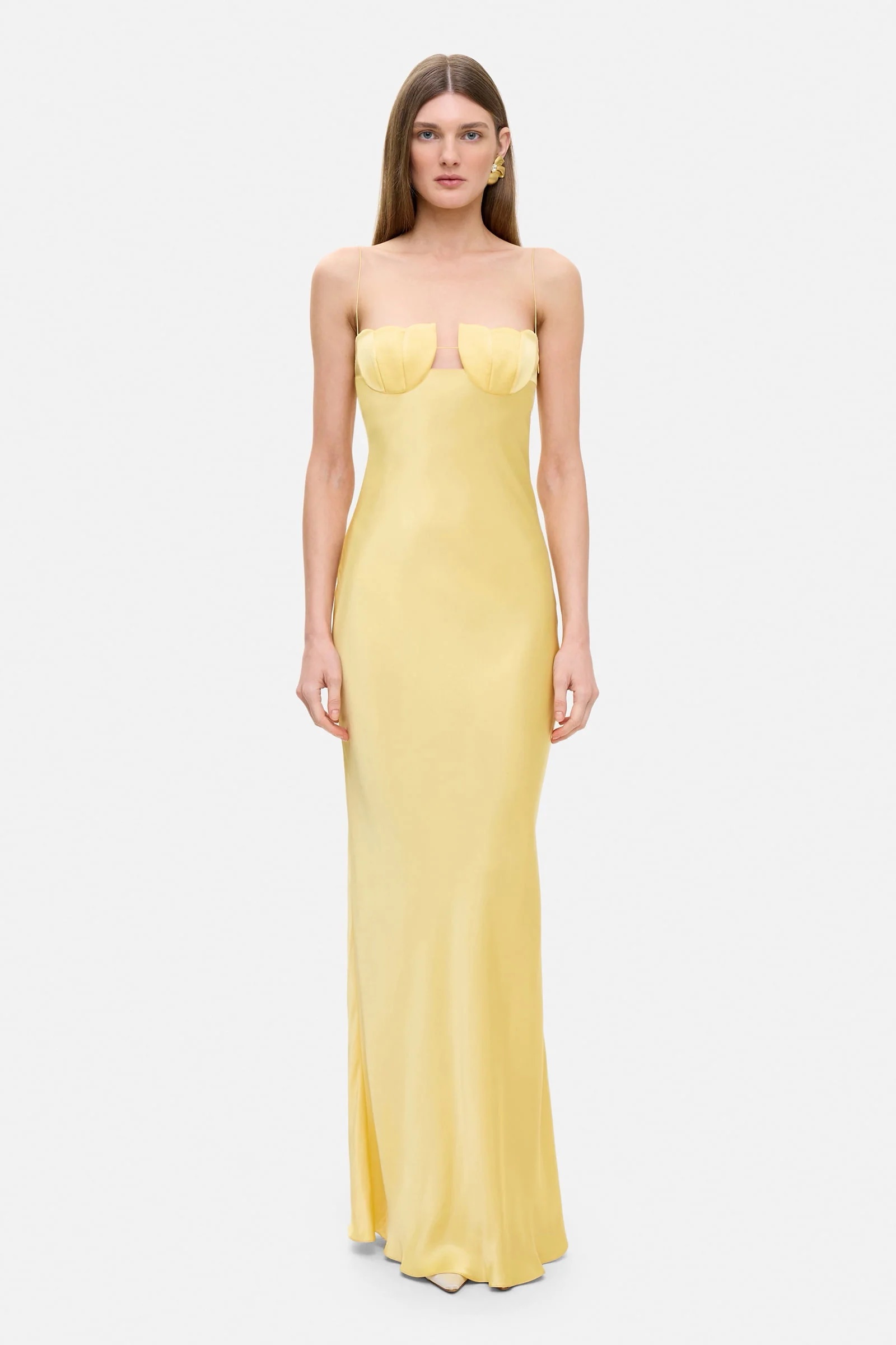 Yellow Bustier Cutout Maxi Dress