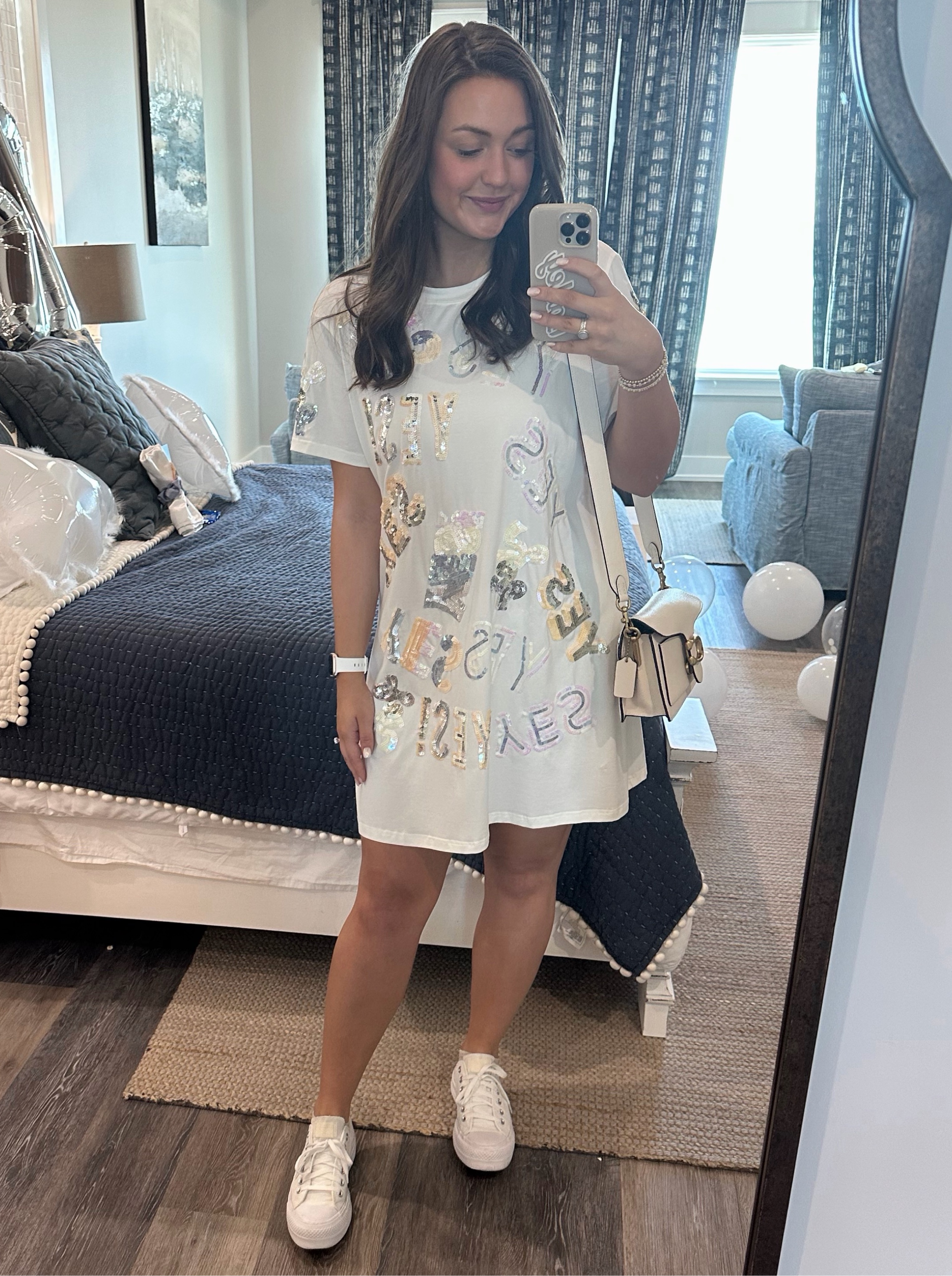 Queen of Sparkles “YES” white dress
