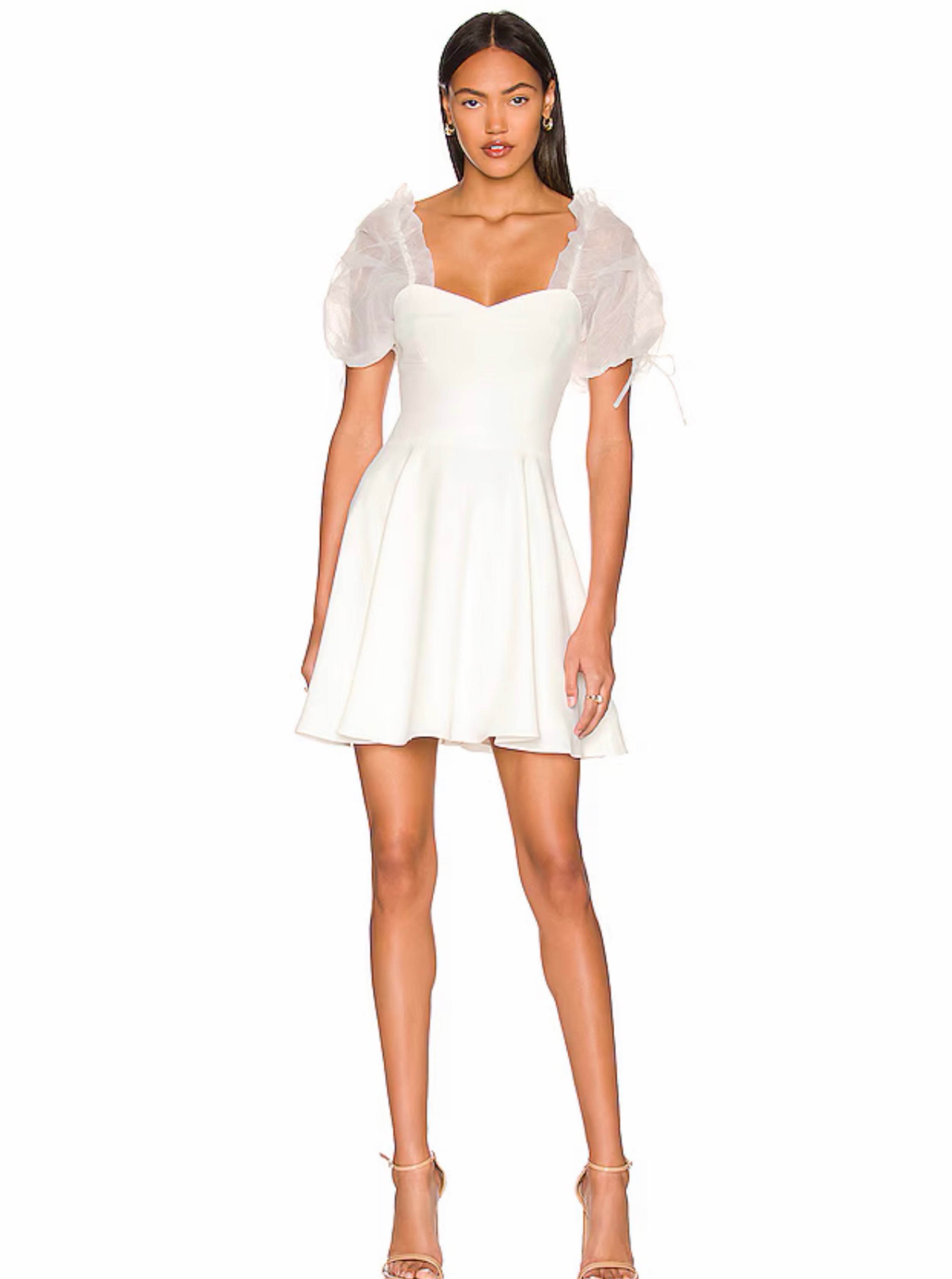 Amanda Uprichard white puff sleeve mini dress