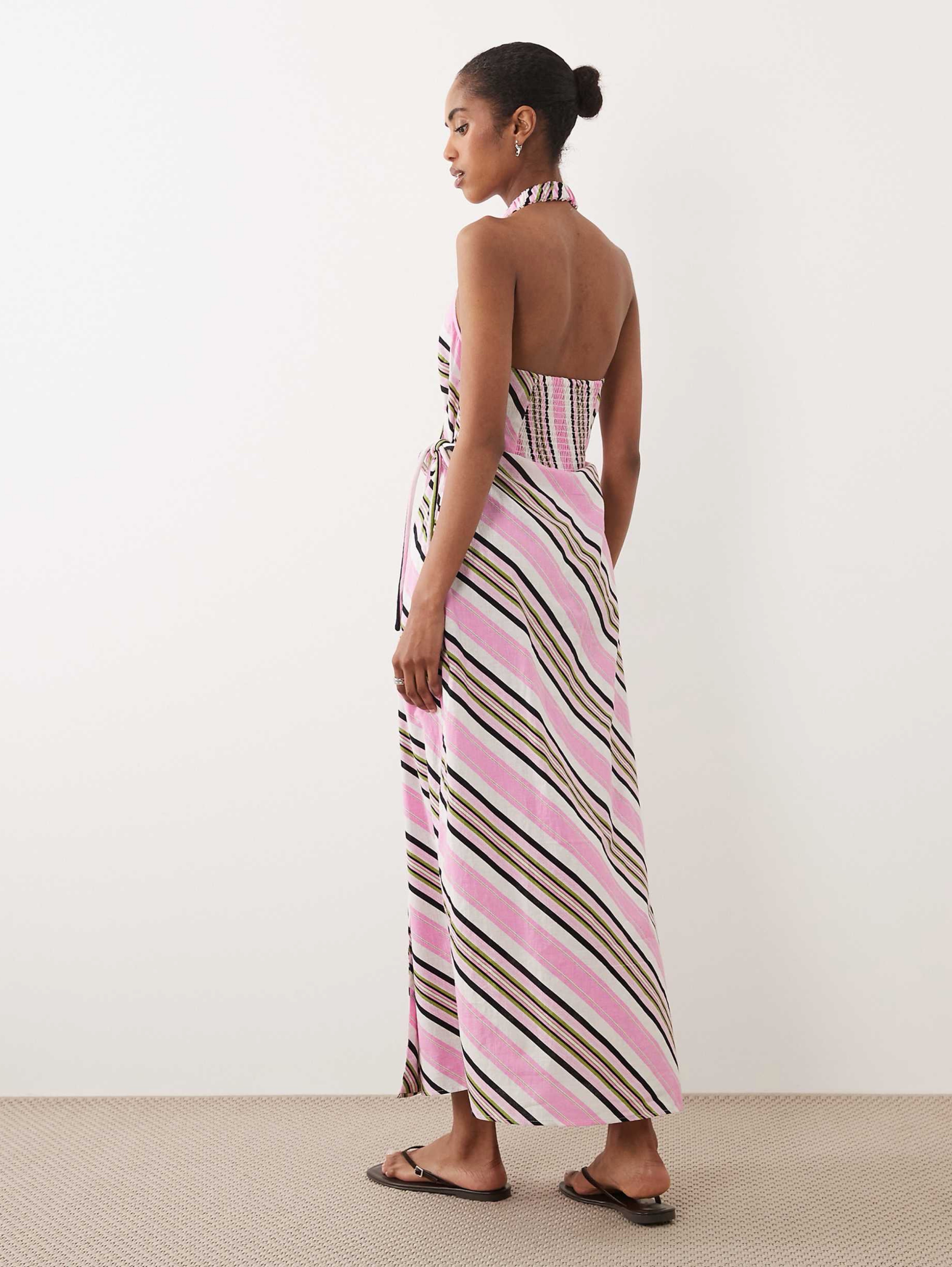 asos pink linen dress ASOS Design linen look slash neck Mini Dress in Pink