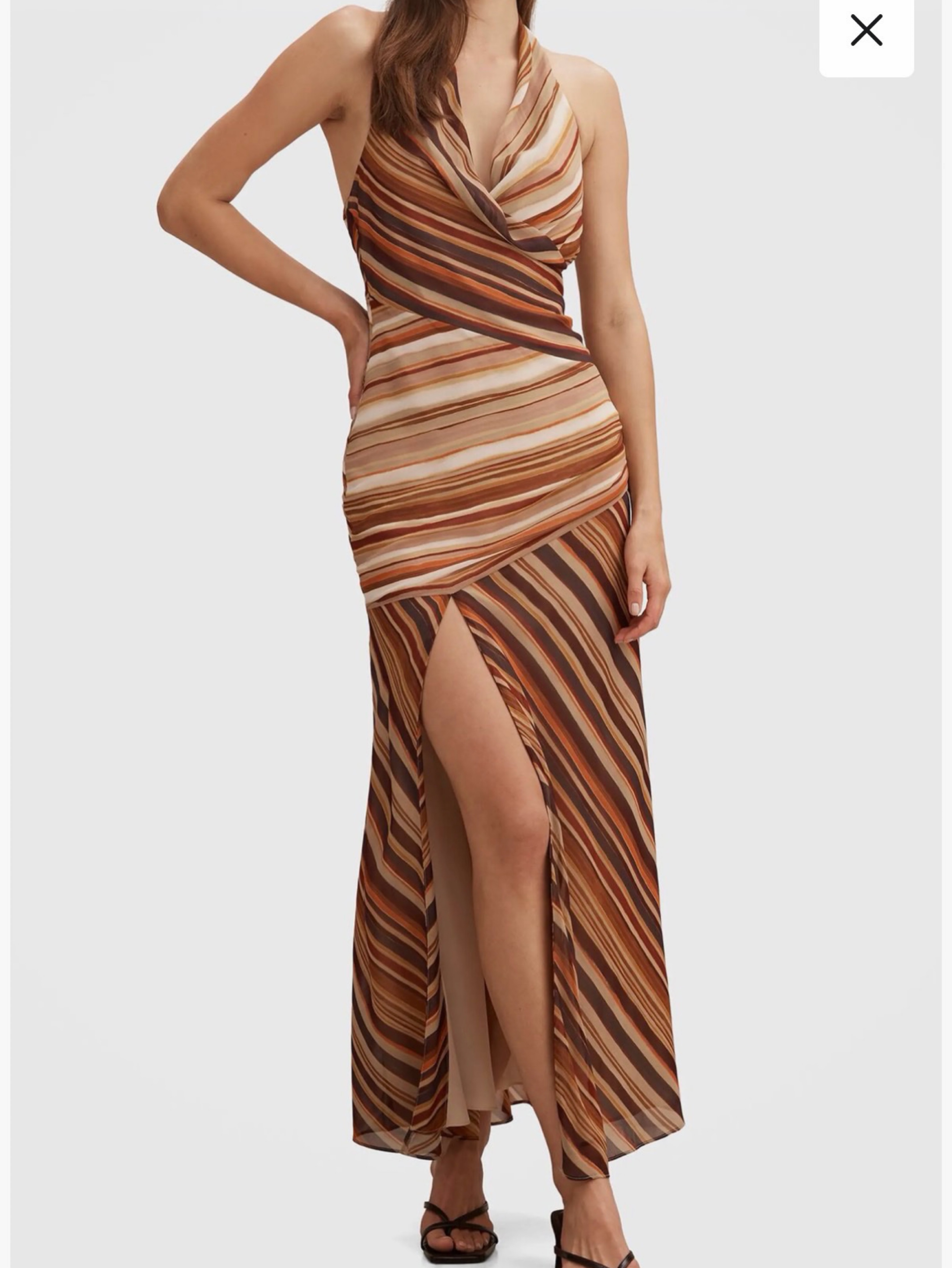esmira halter maxi dress brown stripe Esmira Halter Maxi Dress Brown Stripe Princess Polly