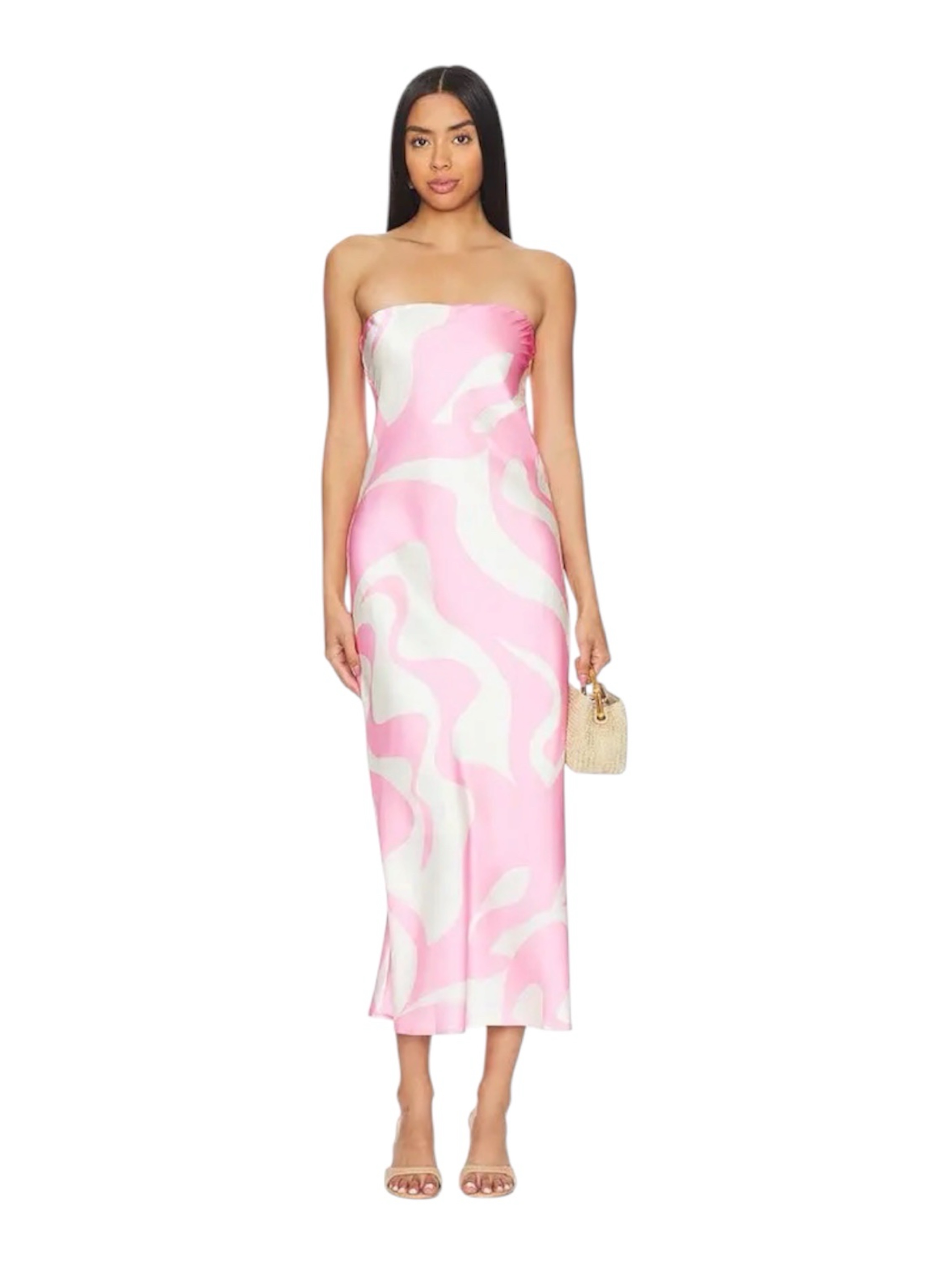 sndys midi dress SNDYS X Revolve Angel Strapless Midi Dress in Pink