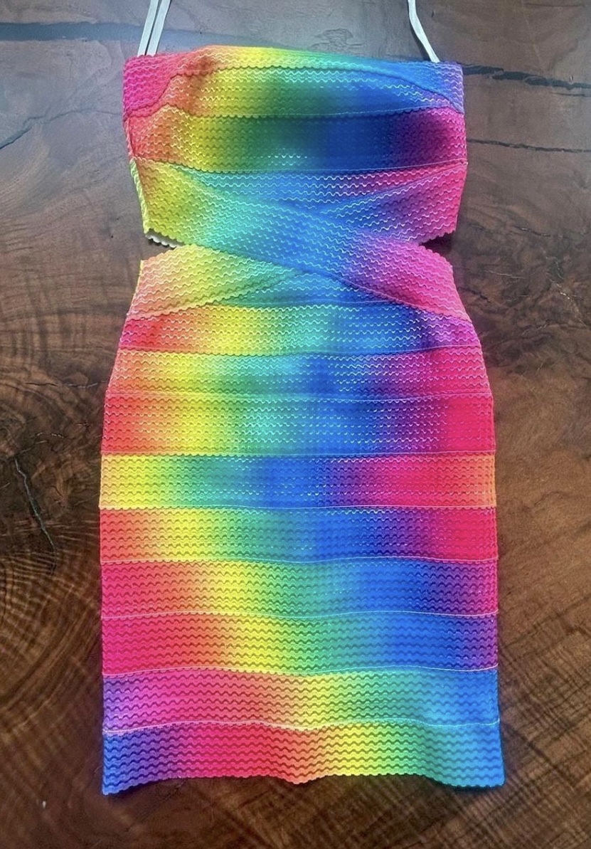 rainbow bandage bodycon dress ADOS Bandage Festival Rainbow dress by ASOS