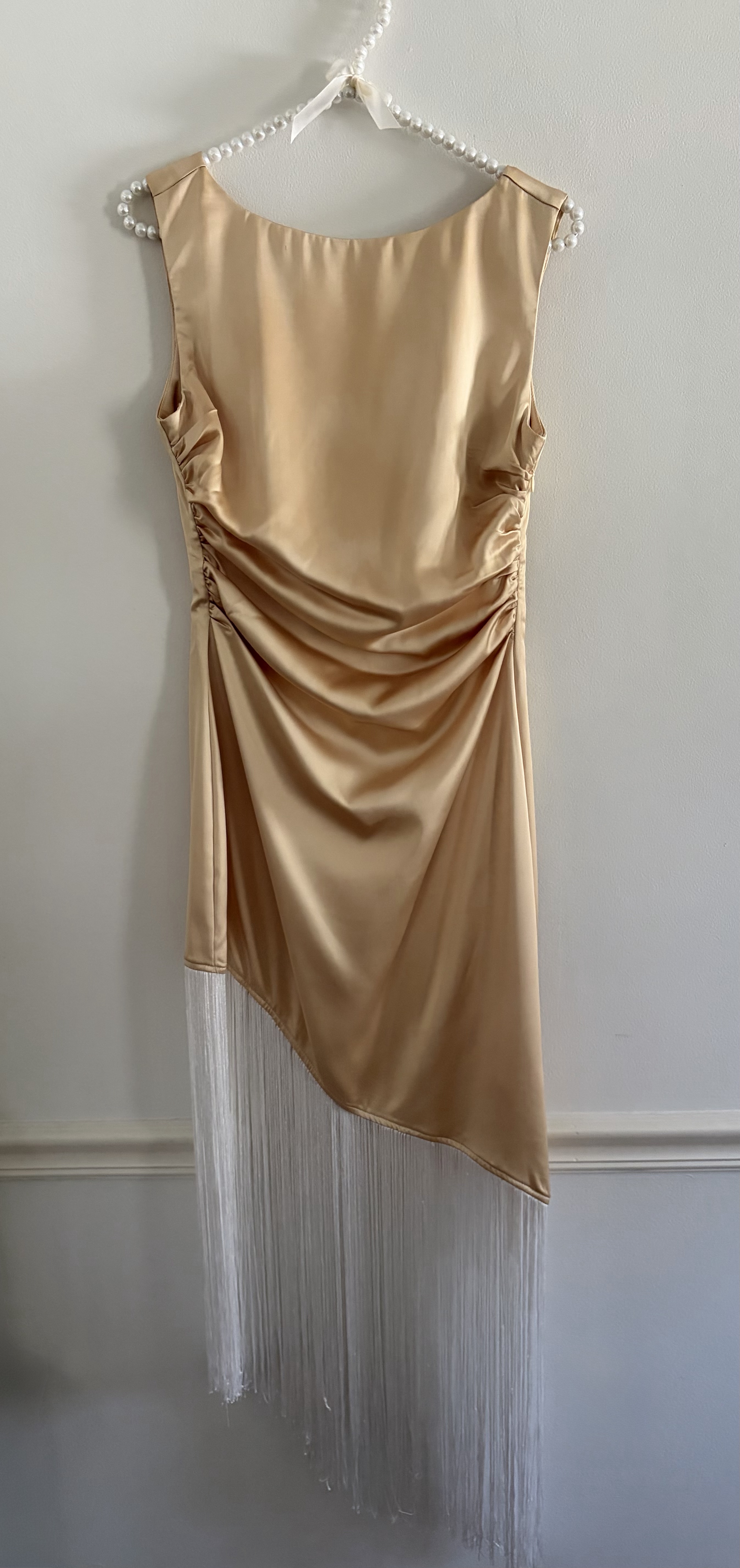 gold silk midi dress Honey-Gold Satin Silk Midi Dress