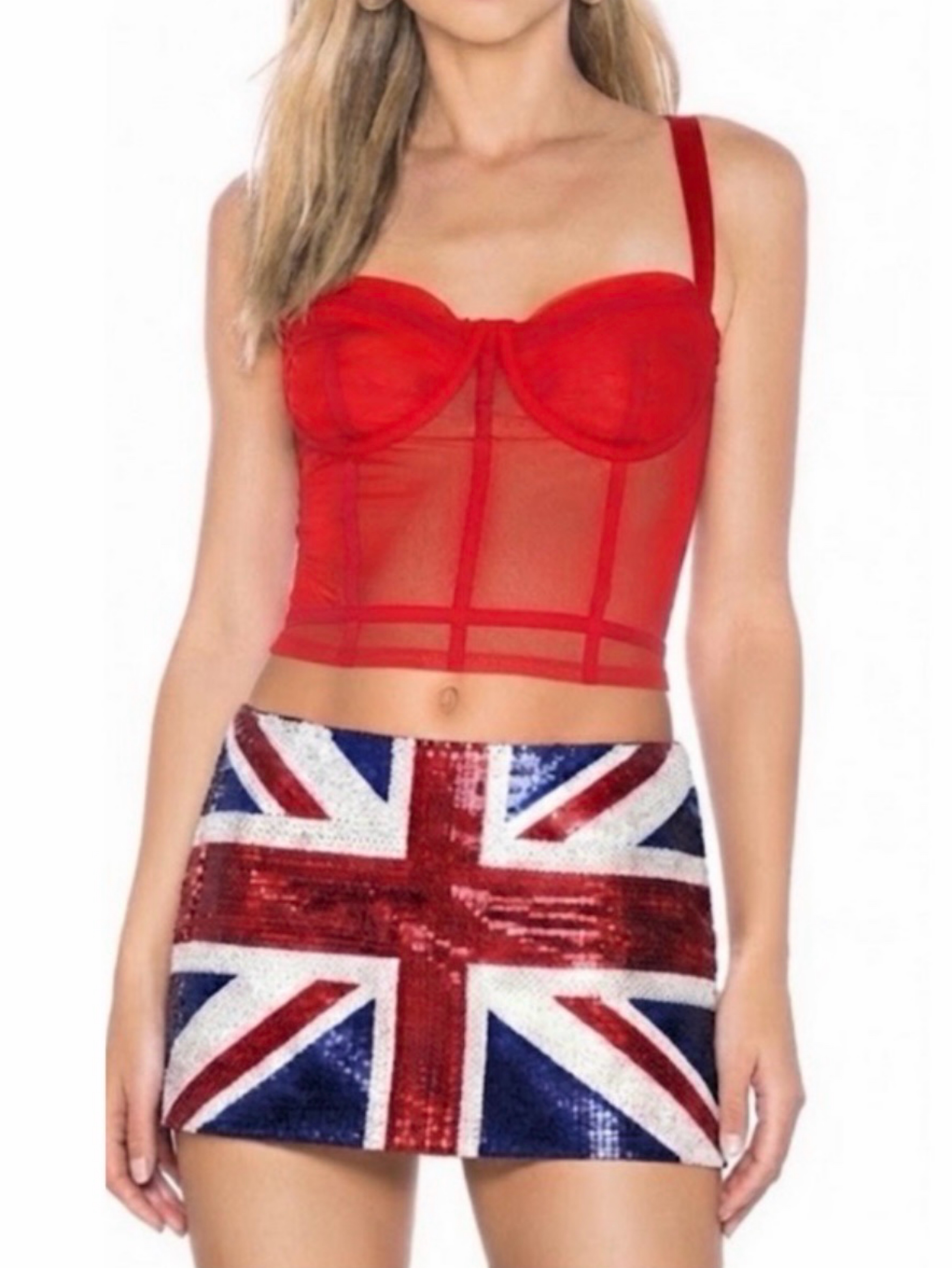 Guizio Set London Town Union Jack Skirt & Zita Mesh Corset