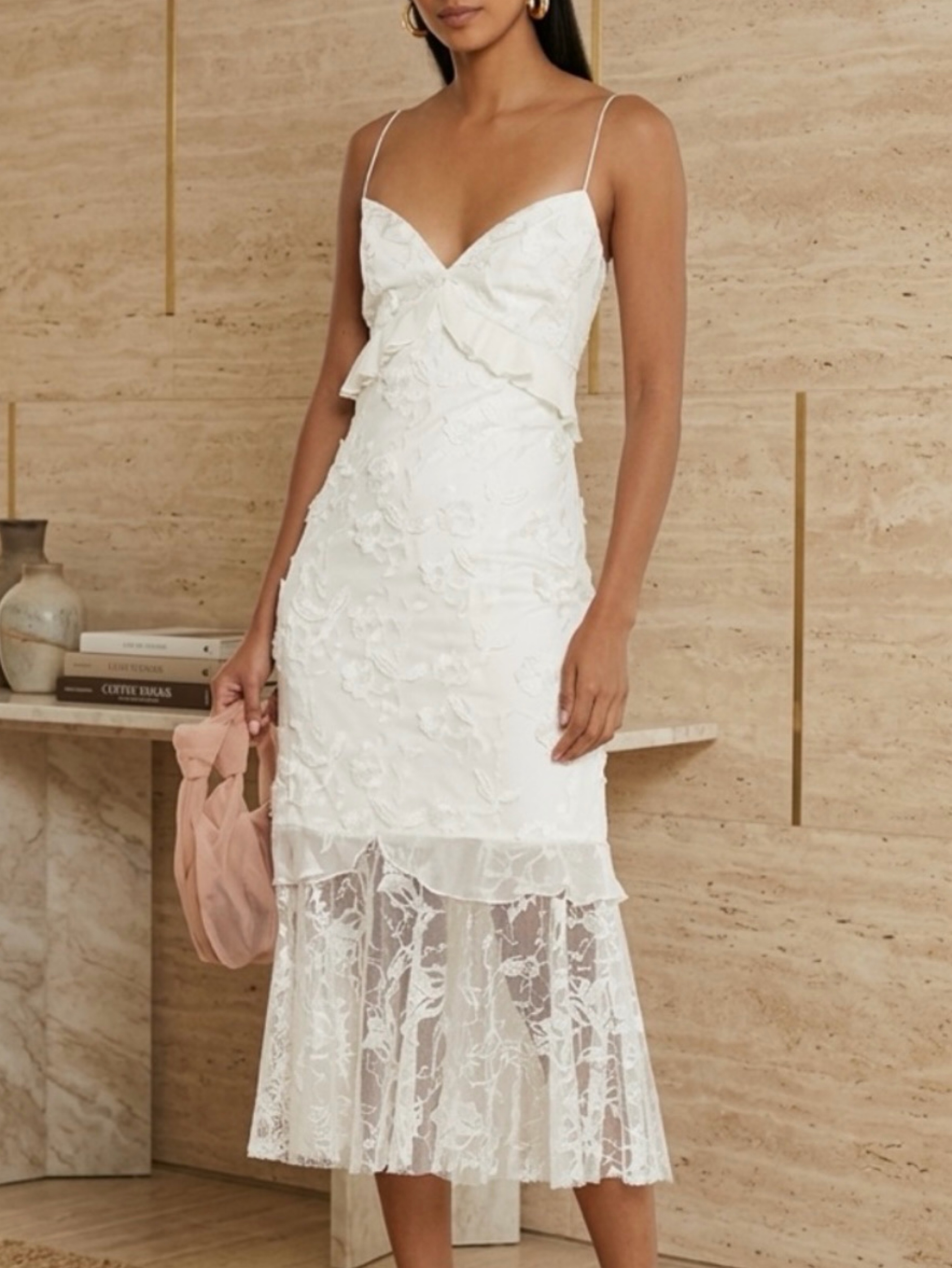 NWT Sachin & Babi Milan Ivory Lace Cutout Midi Dress