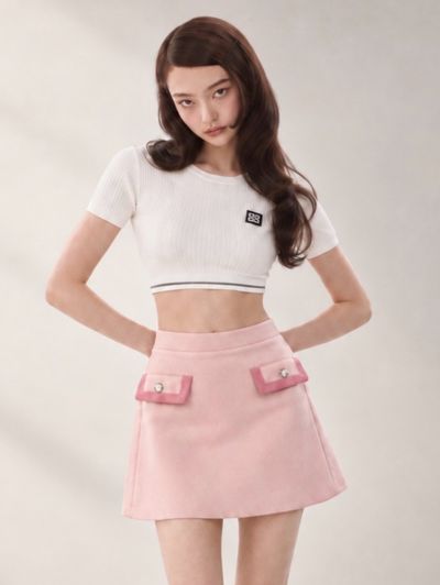 AUTHENTIC Miu Miu Archival Pink Virgin Wool Mini Skirt by Miu Miu