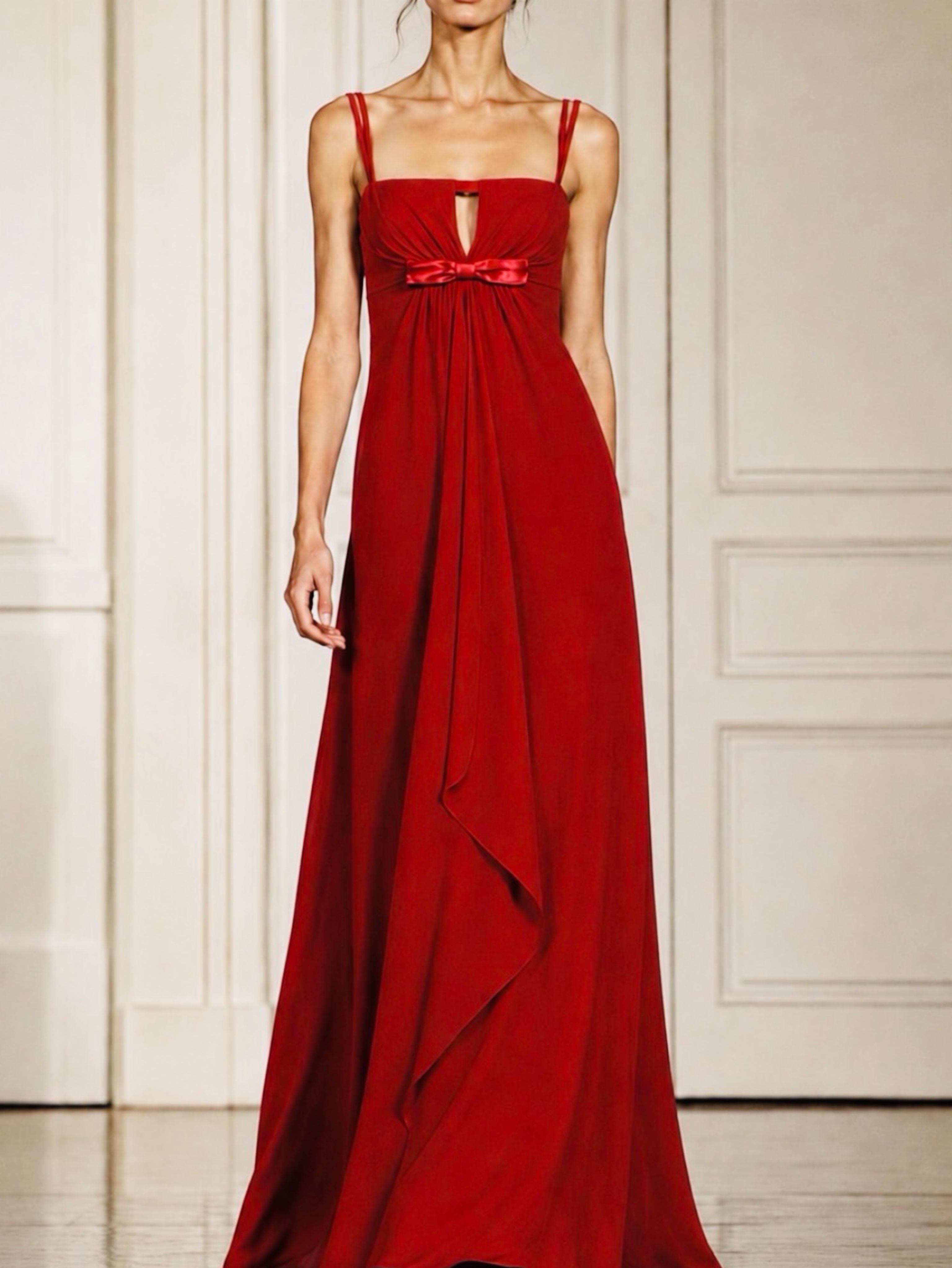 Reem Acra Vintage Red Silk Evening Gown