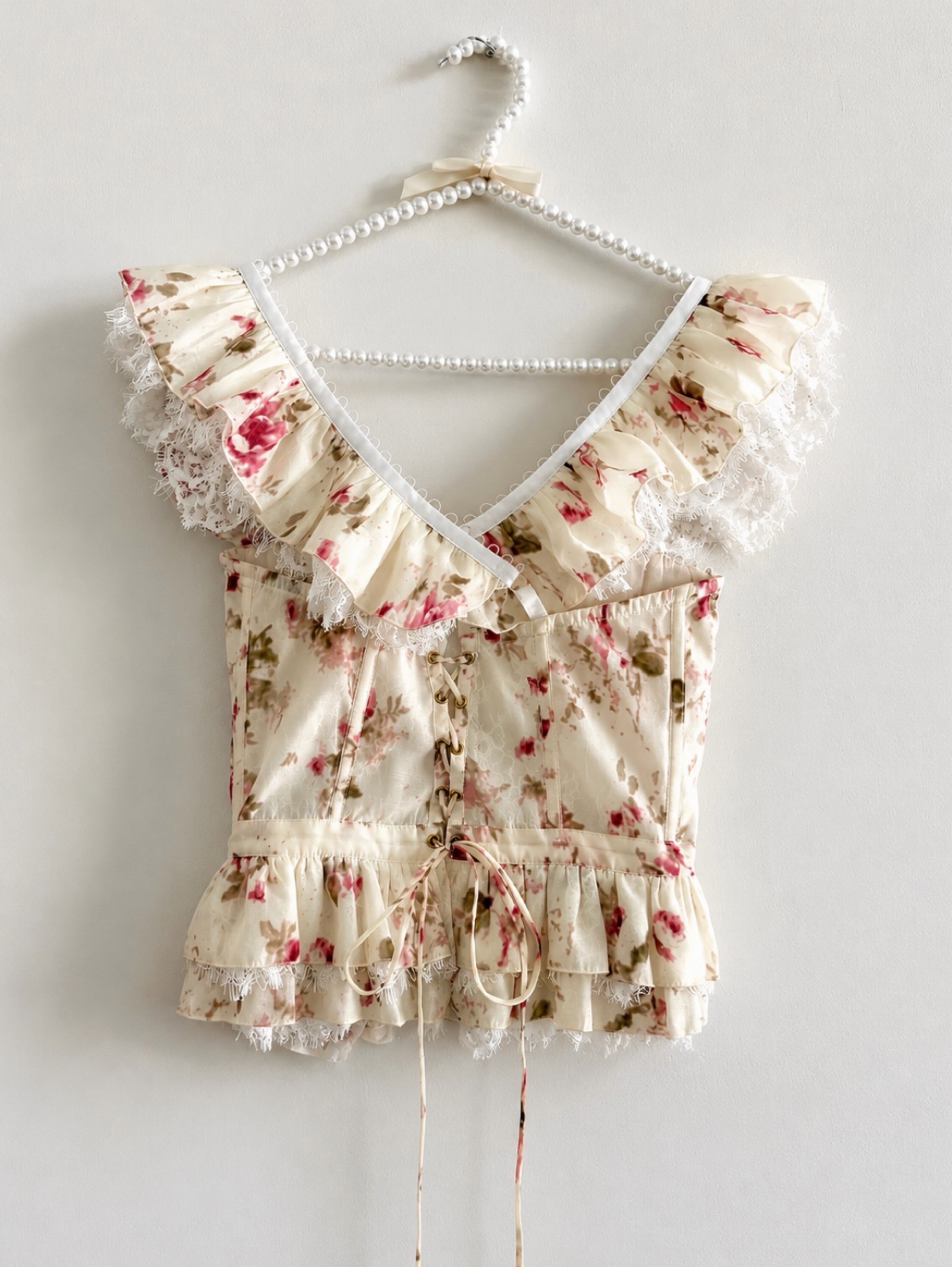 V. Chapman Delphina Top | English Rose Floral Corset Bustier by V