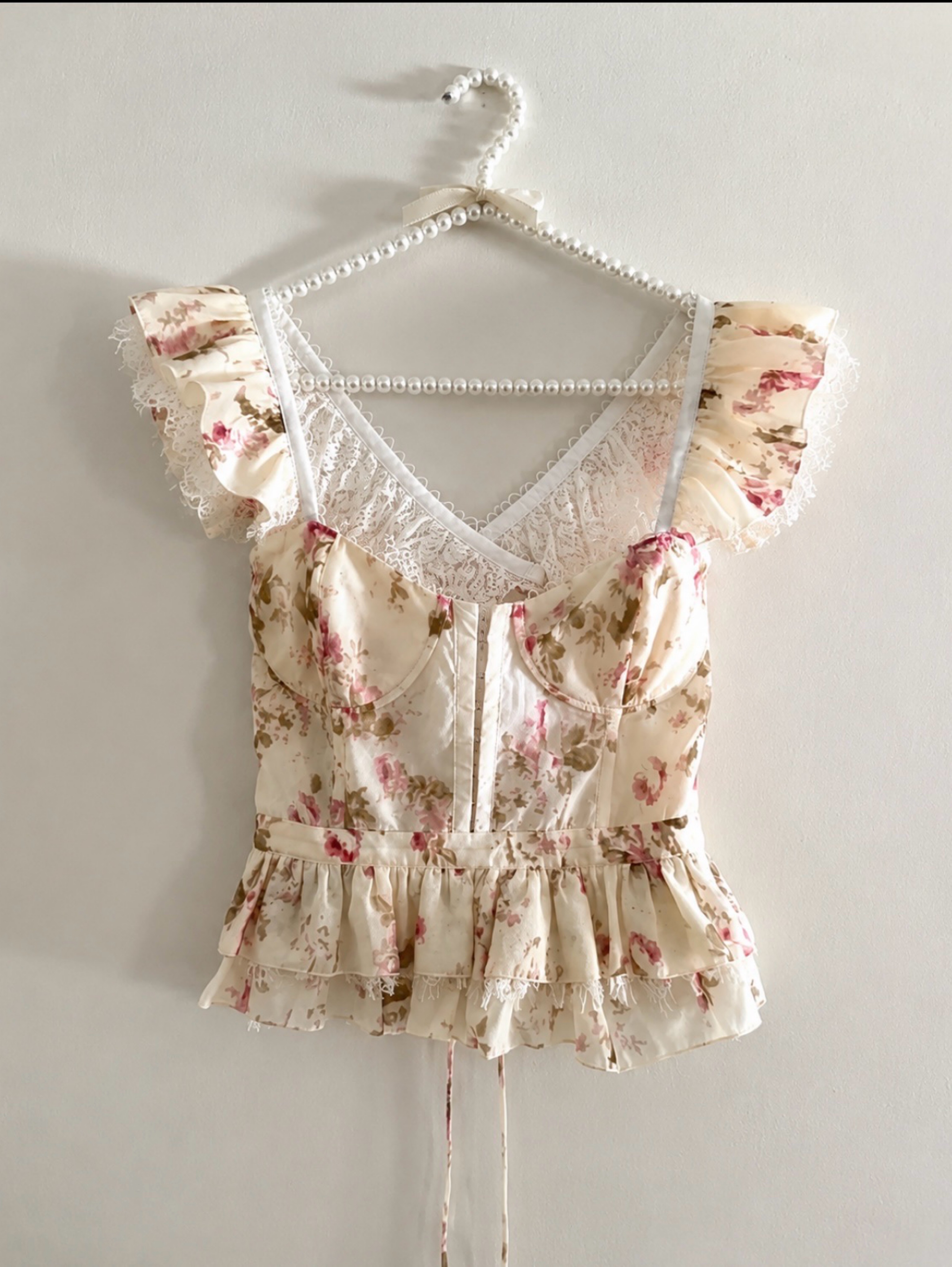 V. Chapman Delphina Top | English Rose Floral Corset Bustier by V