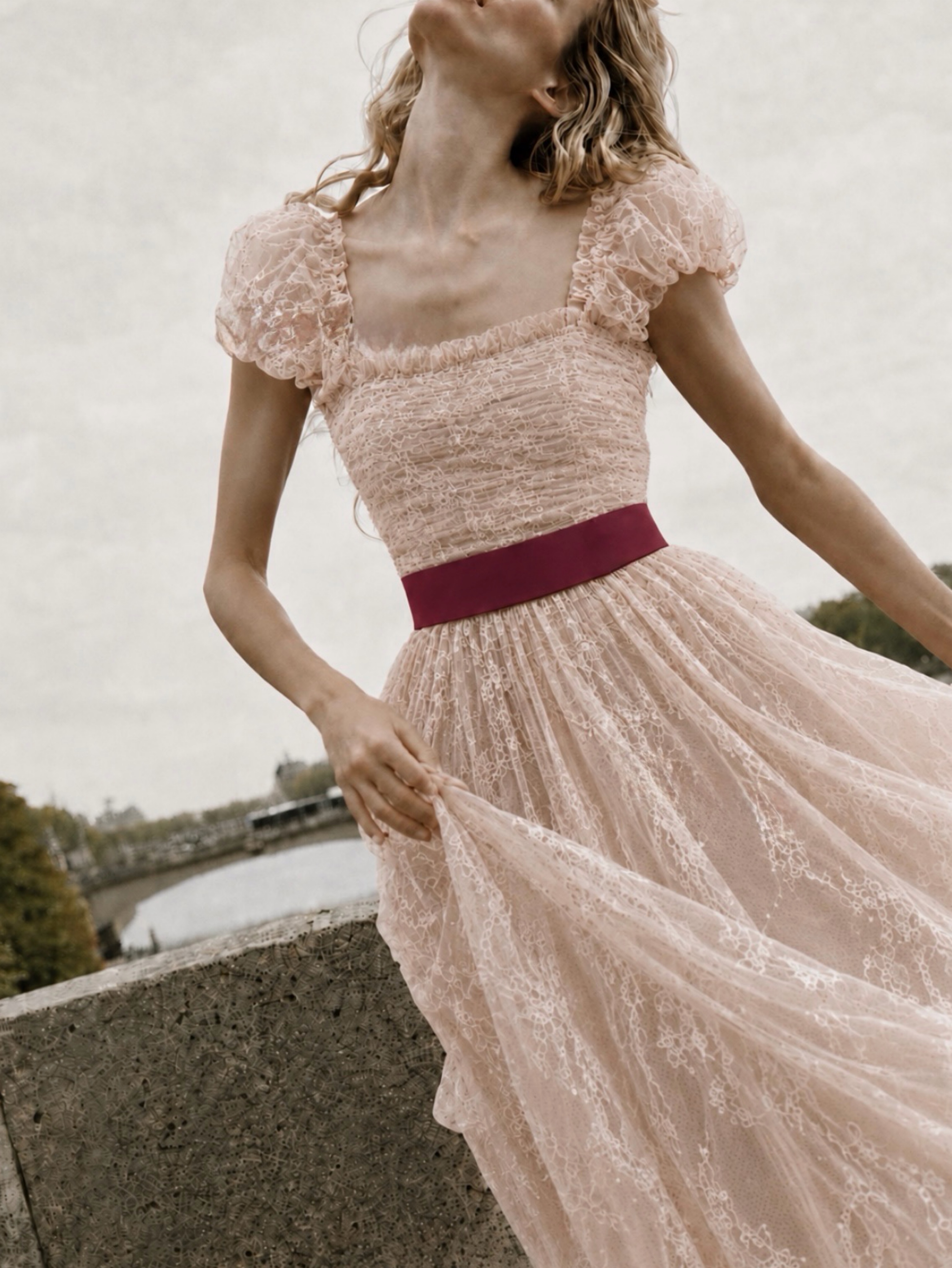Dôen Pamelina Petunia Pink Lace Midi Dress