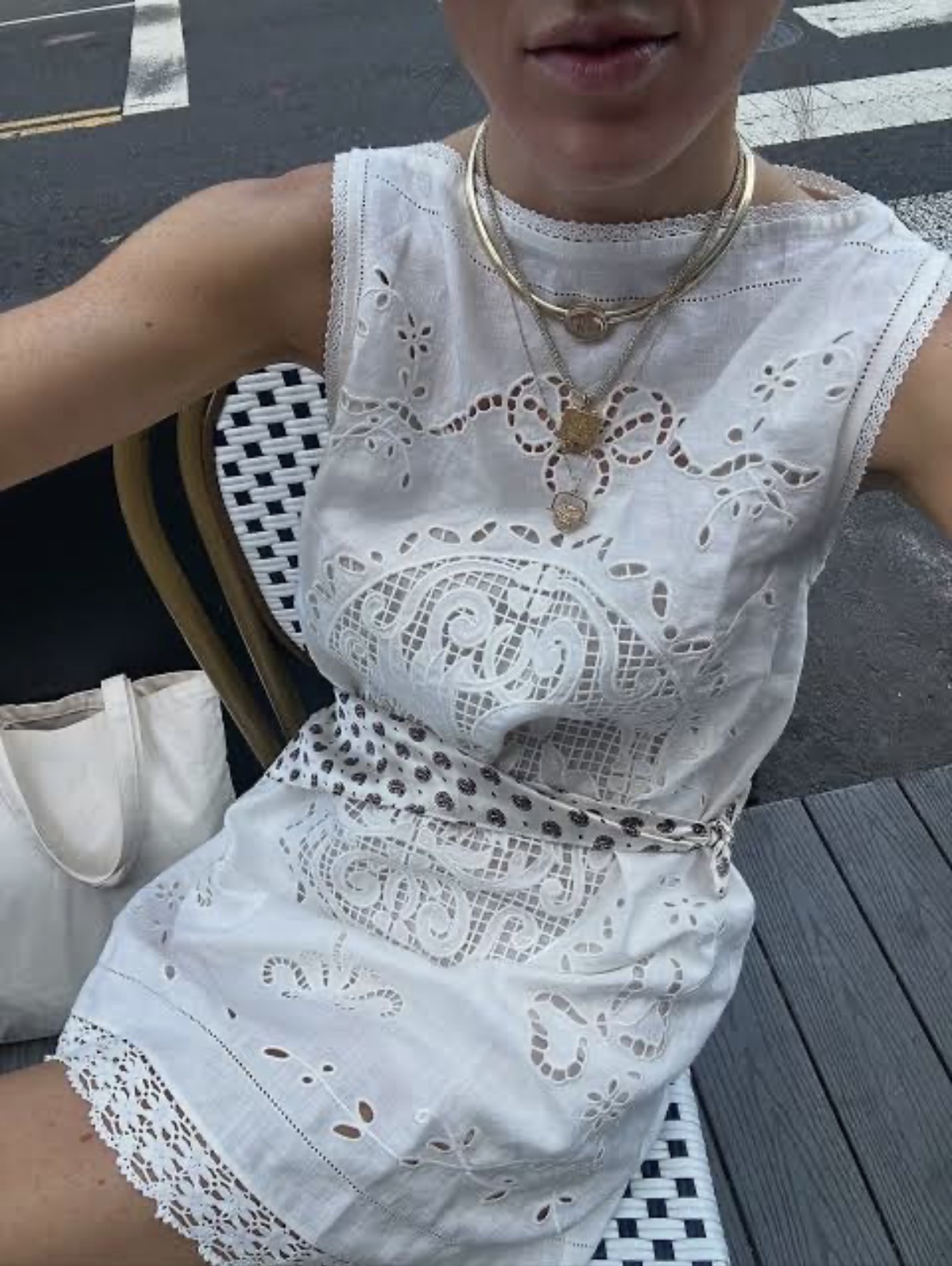 Doen Lucina Linen Eyelet Dress in “Salt”