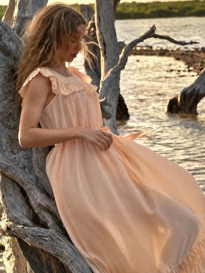 Doen Sycamore Silk Maxi Dress | Sunlit Coral by DÔEN | Pickle