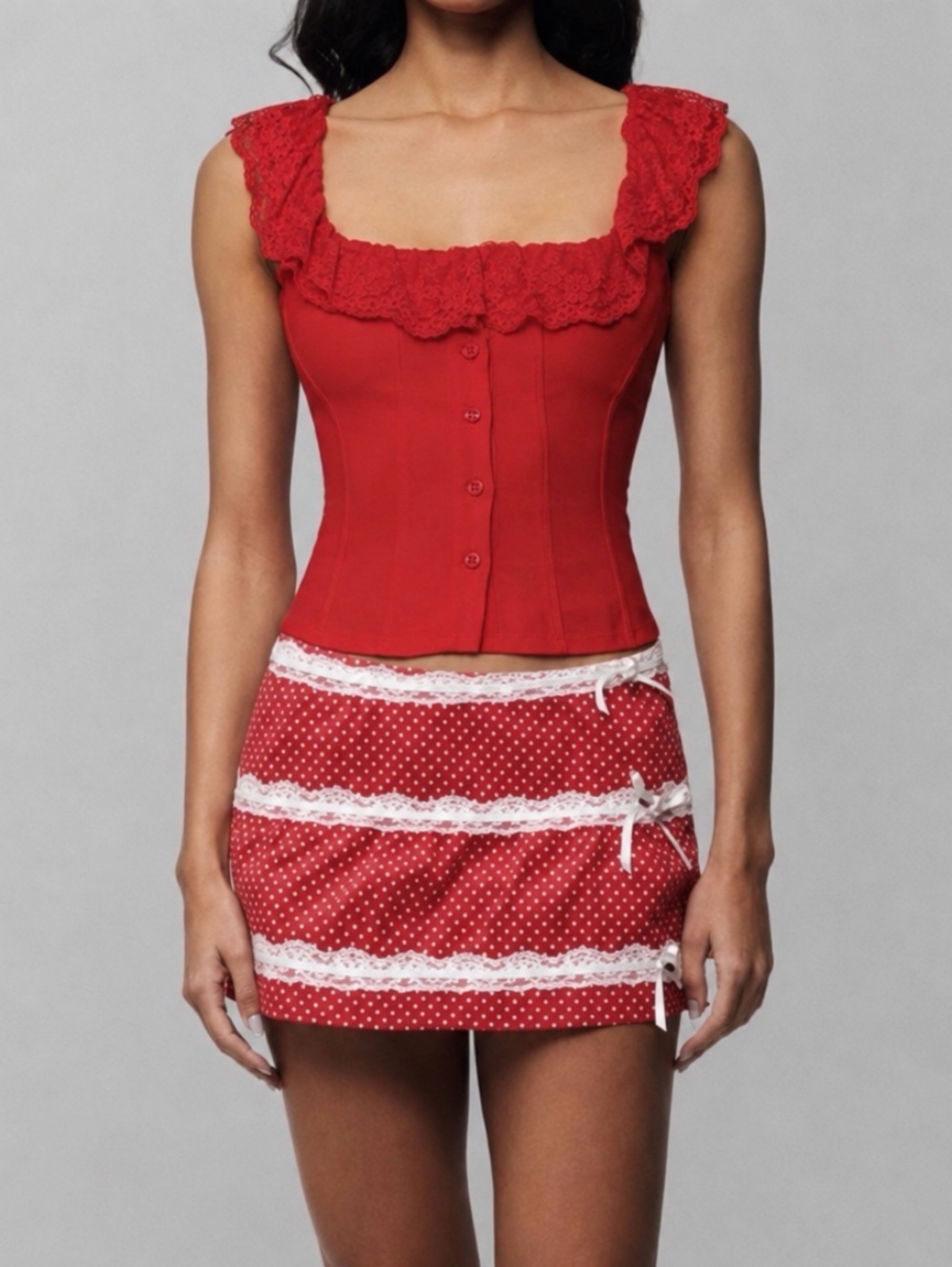 Guizio Set Red Paloma Top & Simone Mini Skirt