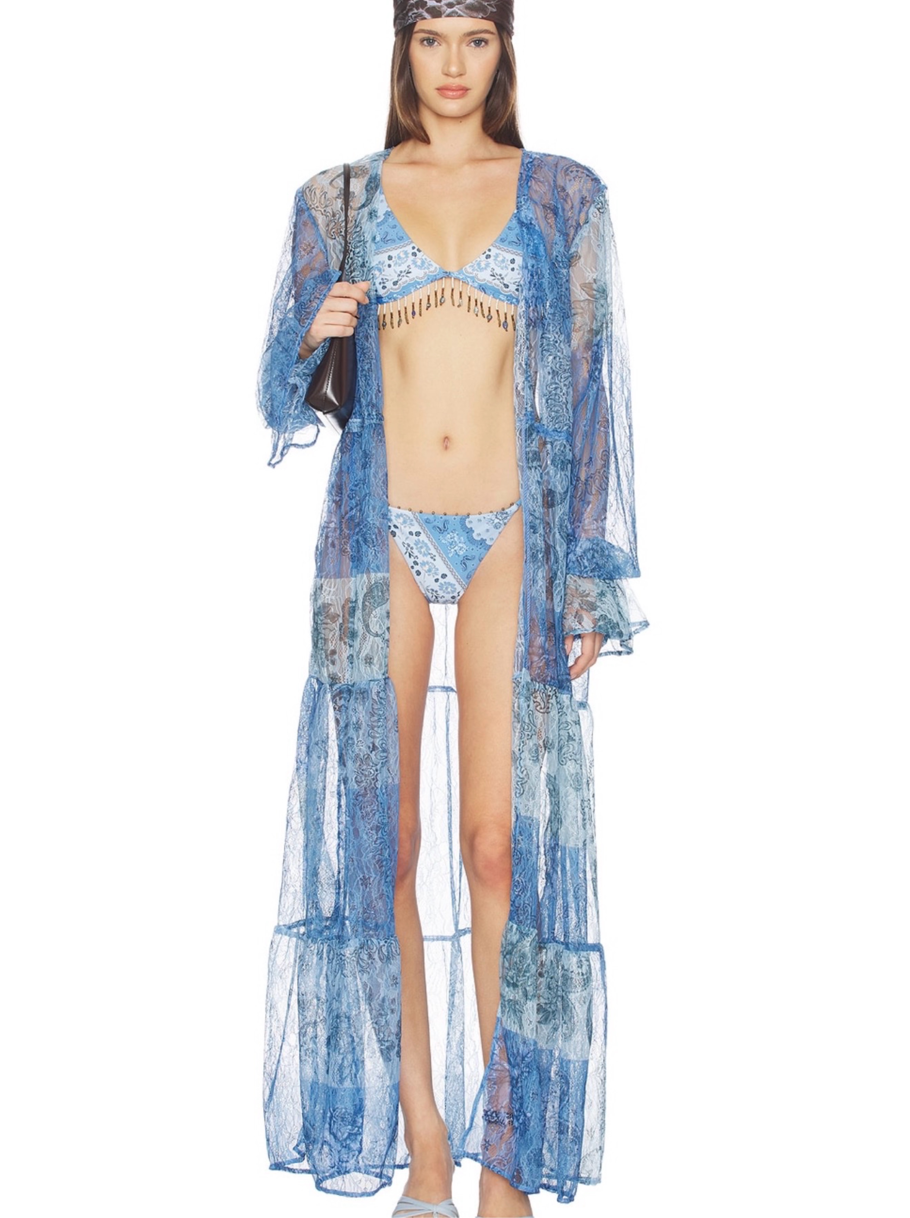 Agua Bendita Blue Maxi Dress Beach Coverup