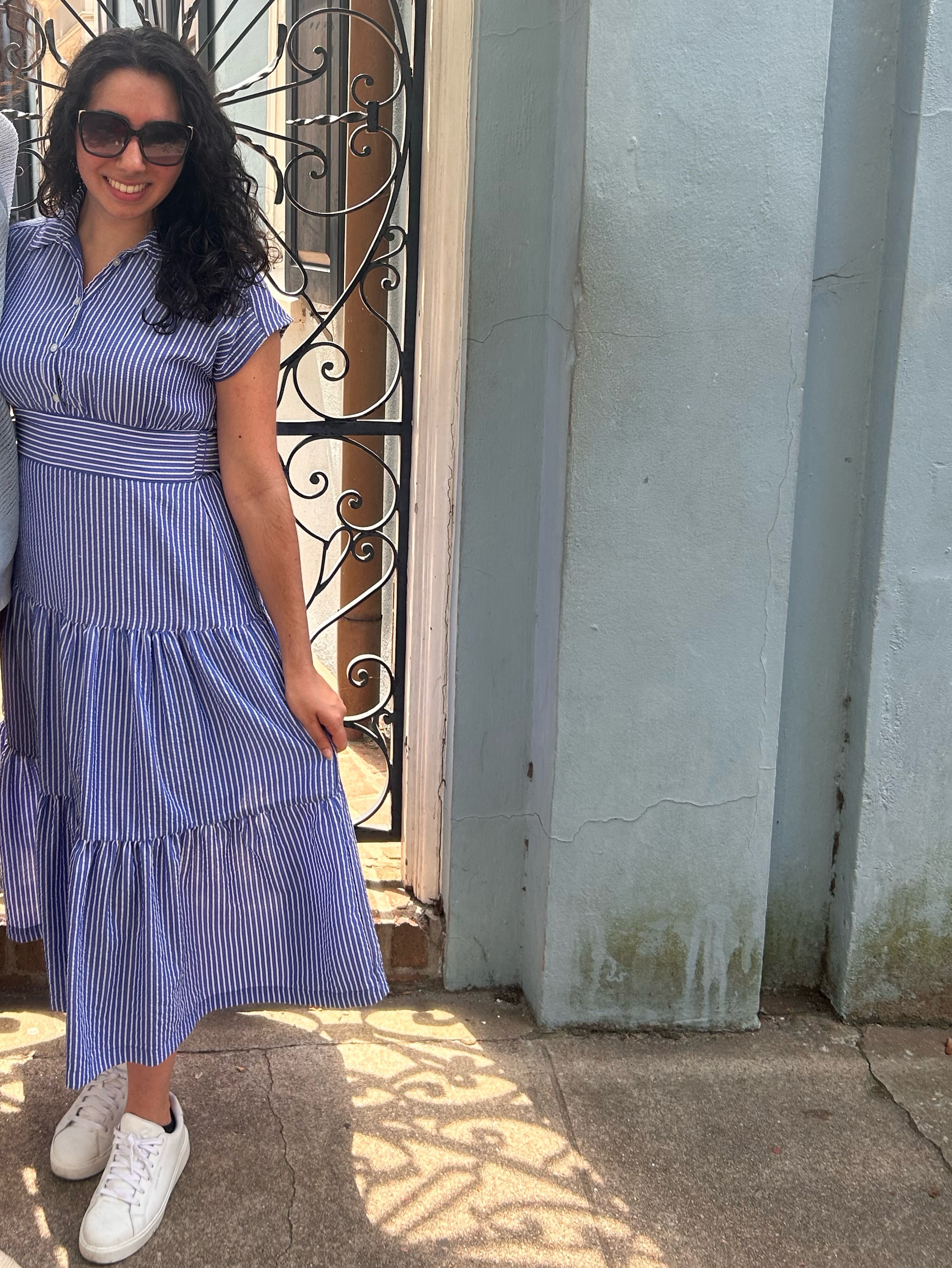 blue white pinstripe dress Buy Blue/White Stripe 100% Cotton Tie Front Midi Dress from Next USA