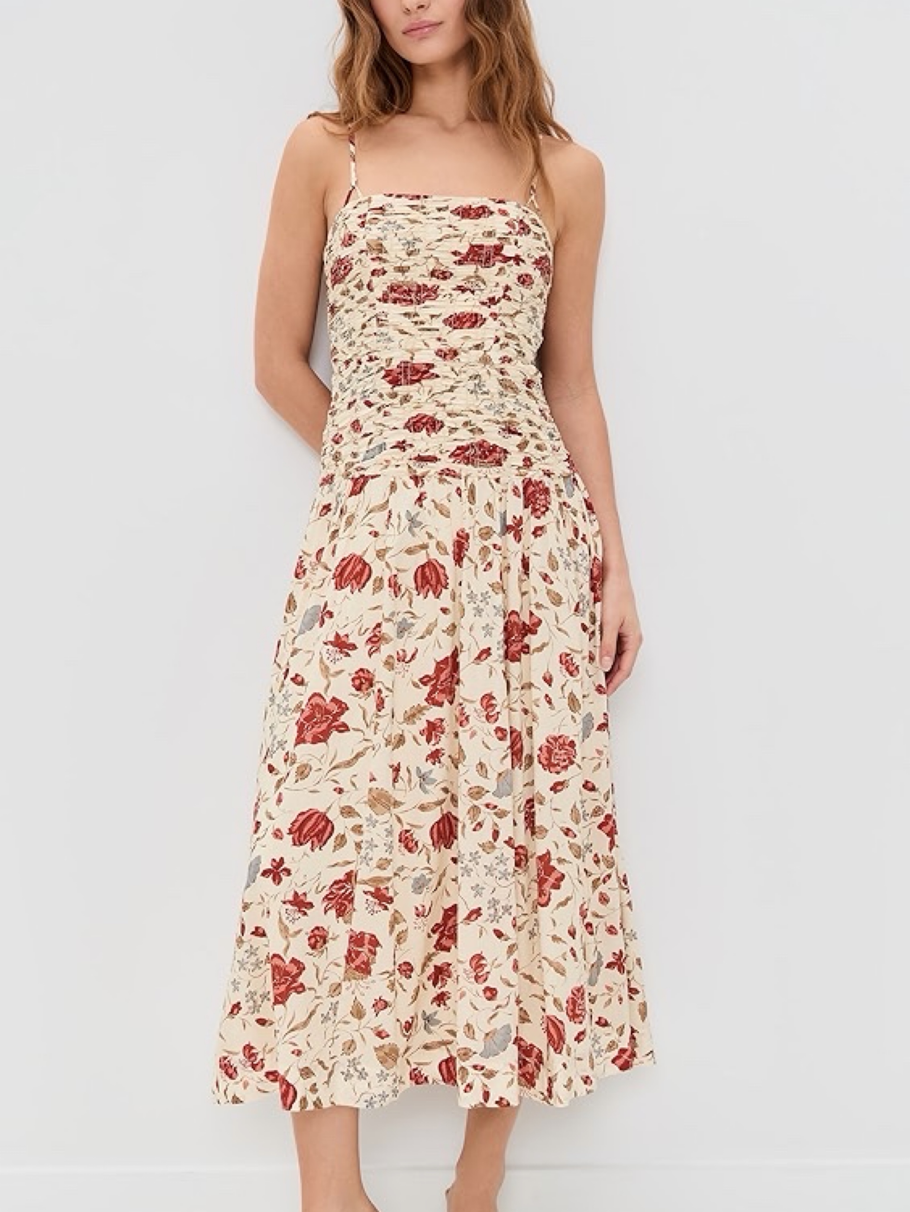 reformation floral print midi length dress Floral Print Midi Length Dress