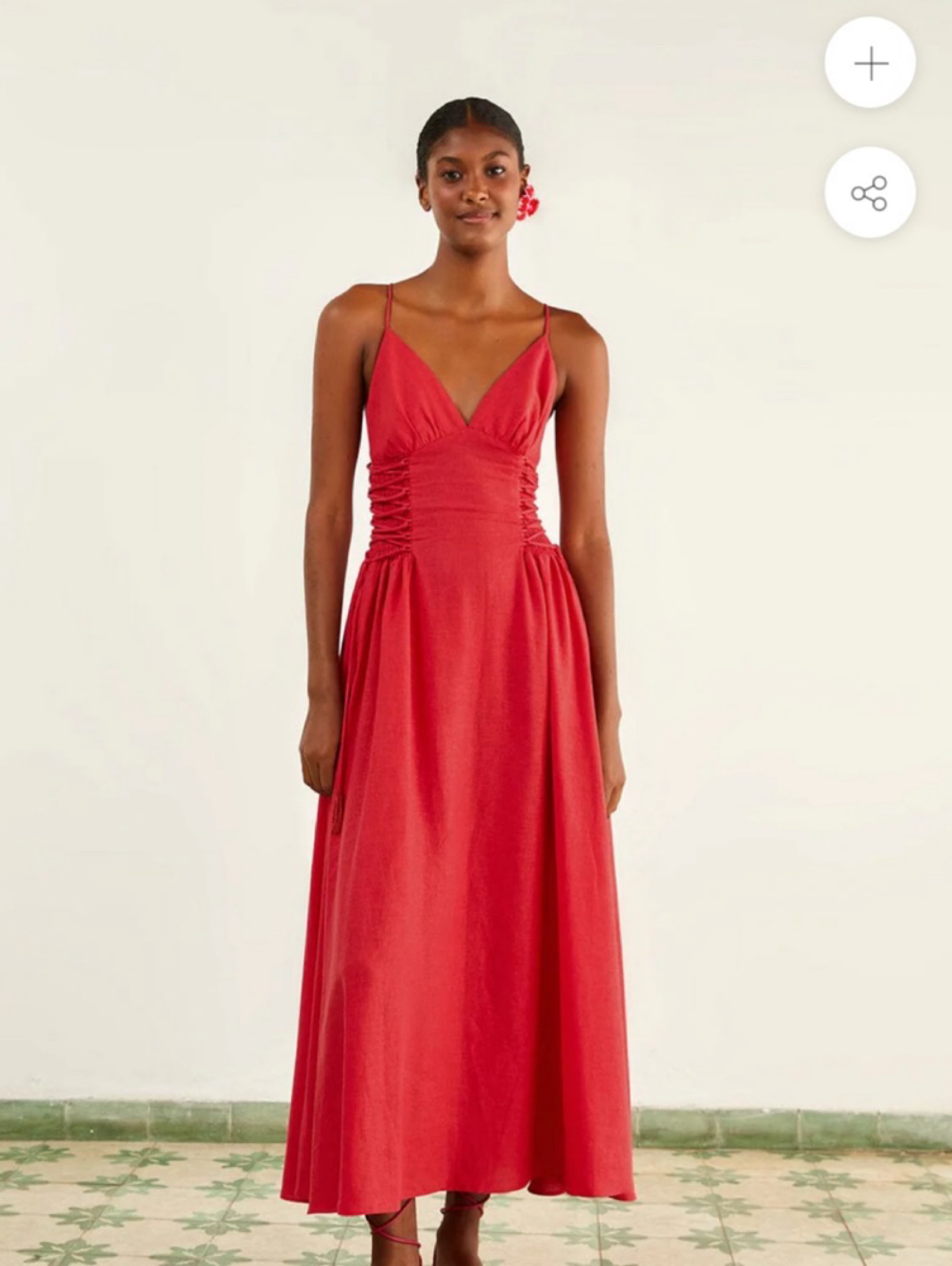 farm rio red knot midi dress Red Short Sleeve Cut-Out Midi Dress  FARM Rio