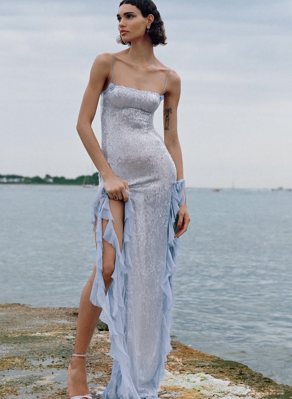 Helsa Nova Sequin Sheered Dress Gown