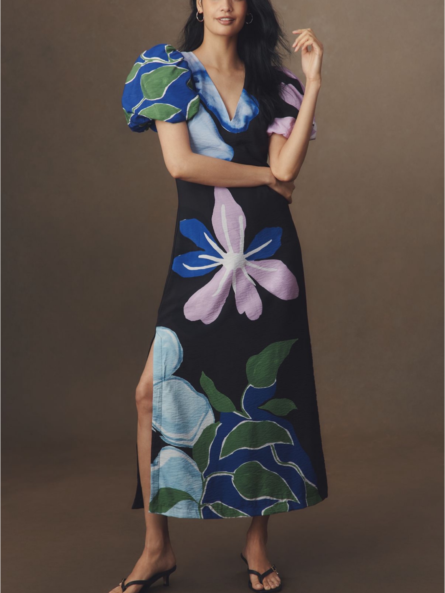 anthropologie black floral maxi dress Puff-Sleeve A-Line Dress, by Anthropologie Shop Floral-appliqué satin minidress upload-20241111 Size:17.5